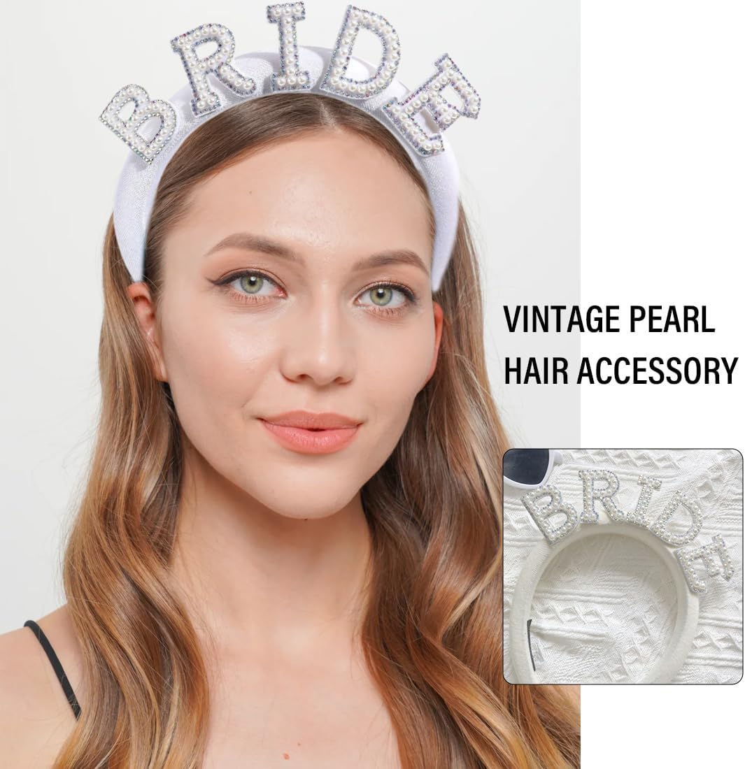 WUSJCOF 1 X Bridal Headbands, Bridal Headbands, Bridal Hair Accessories, Bridal Headbands for Wedding, Bachelorette Party, Engagement image number 3