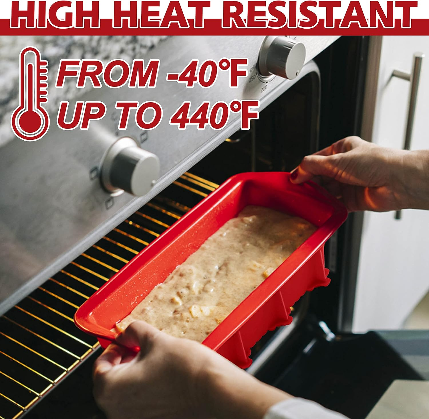 Anaeat Silicone Bread and Loaf Pans Set of 2, Non-Stick Loaf Pans - Just Pop Out! Flexible Silicone Baking Molds for Homemade Breads, Cakes, Meatloaf, Brownies, BPA Free & Oven Safe & Dishwasher Safe image number 6