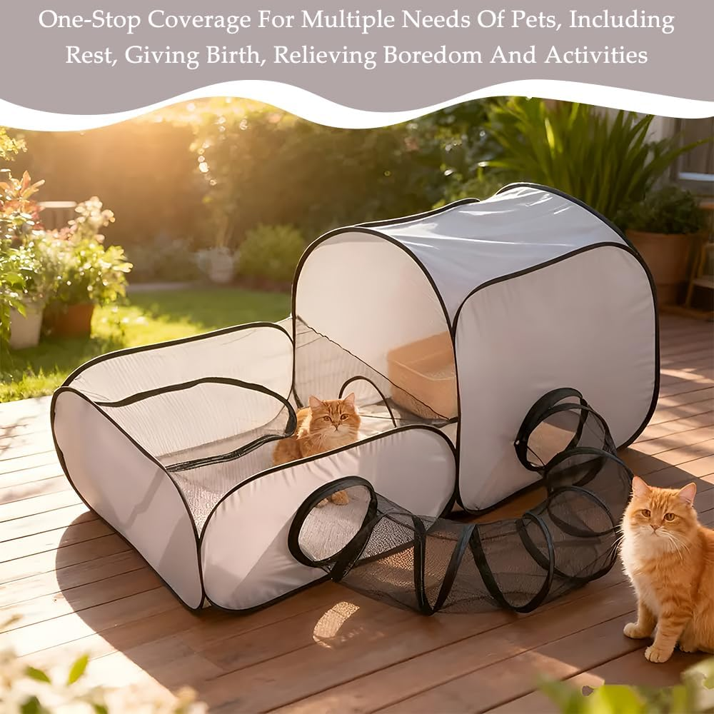 Pet Fences with Surround Tunnel, Foldable Portable Pet Fence Tent, Multifunctional Cat Fence Tent, Breathable Soft Edges for Indoor or Outdoor Use, Full Surround Design image number 3