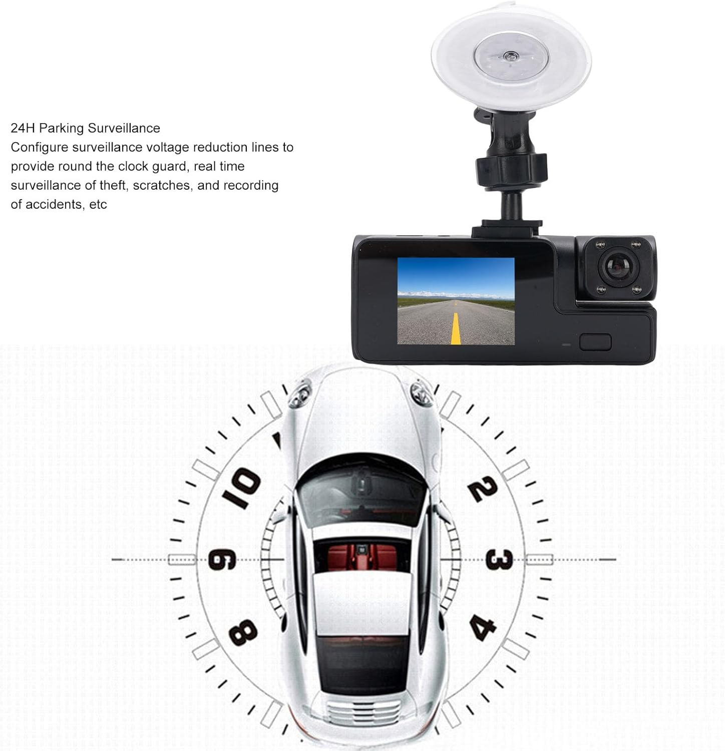 Dpofirs Dual Lens Dash Cam for Cars, 1080P Front, 720P inside Cabin Surveillance with Wifi App Control, Parking Monitor, Driving Car Recorder Wifi Phone Interconnection