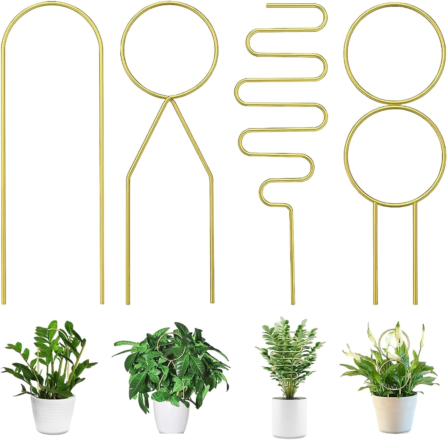 Small Trellis for Potted Plants Indoor, Black Metal Wire Stake for Climbing Plants, Unique Design for Houseplant Lover, Mini Trellis for Garden Plant Support, Hoya, Pothos, Flower(4P, Black)