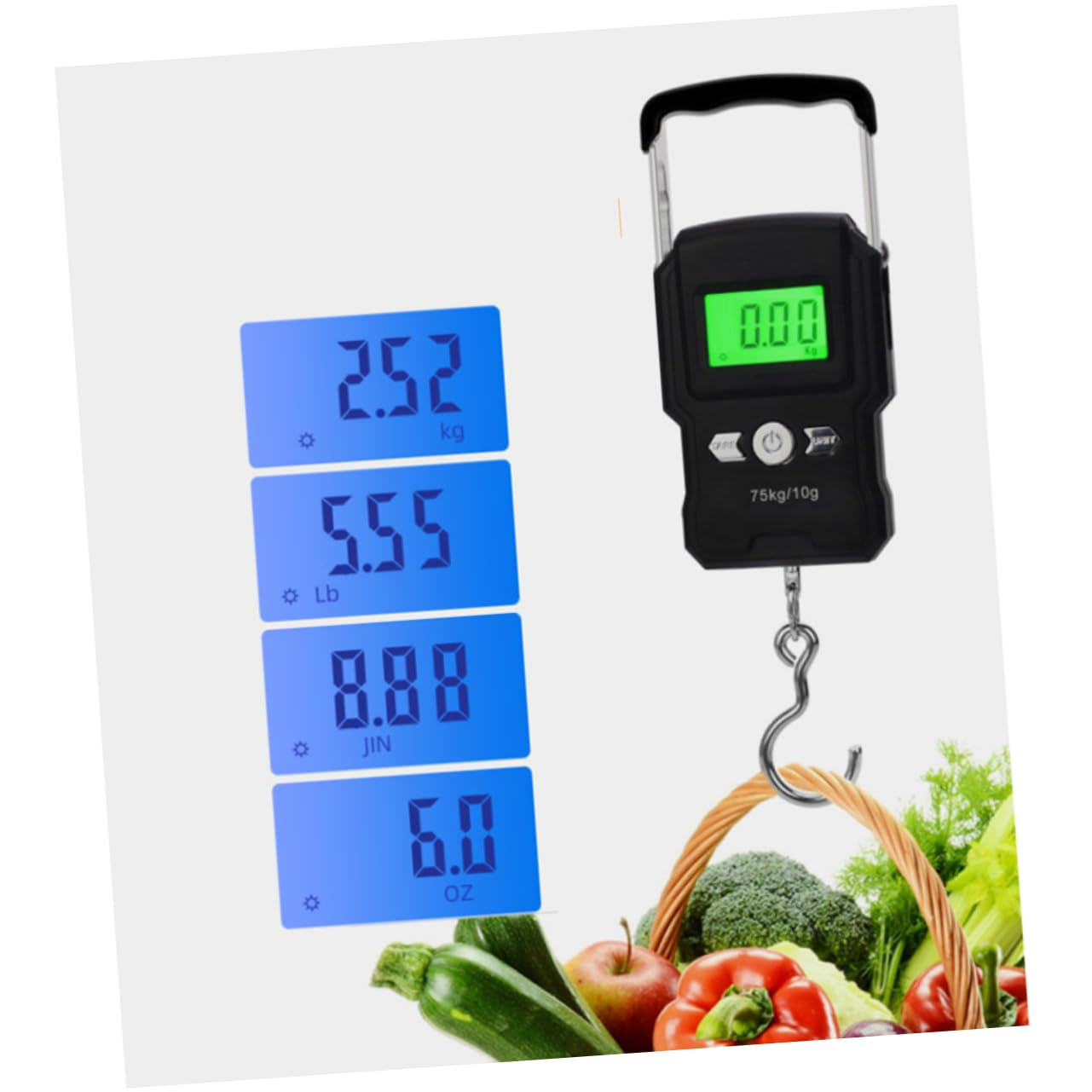 COSMEVIVI Handheld Luggage Scale Digital LCD Display Portable Hanging Weighing Scale Black 75Kg Capacity Travel Suitcase Weight Measurement image number 5
