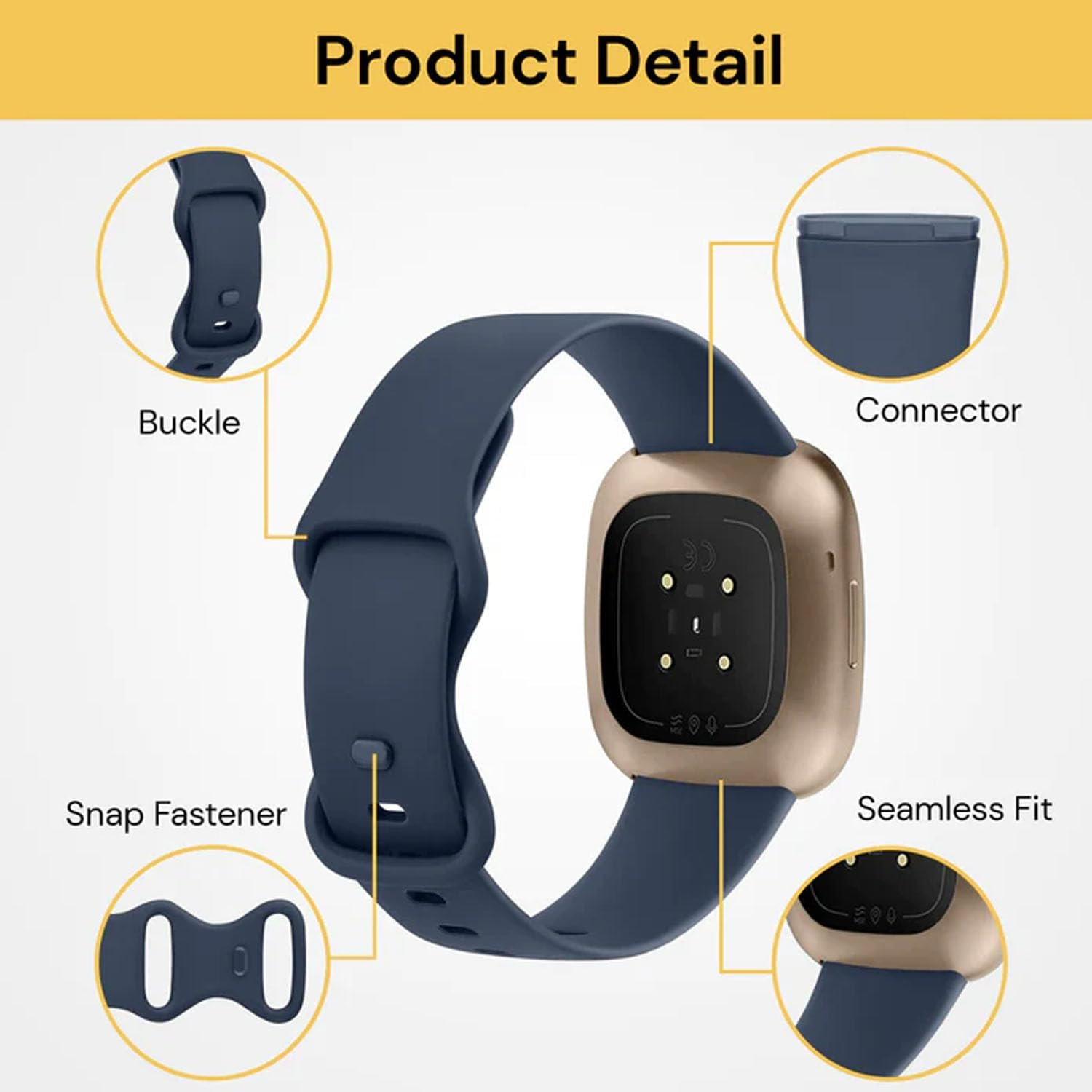 EZONEDEAL Band Strap for Fitbit Versa 3/Sense Strap Replacement Bands in Soft Silicone, Sweat Resistant image number 5
