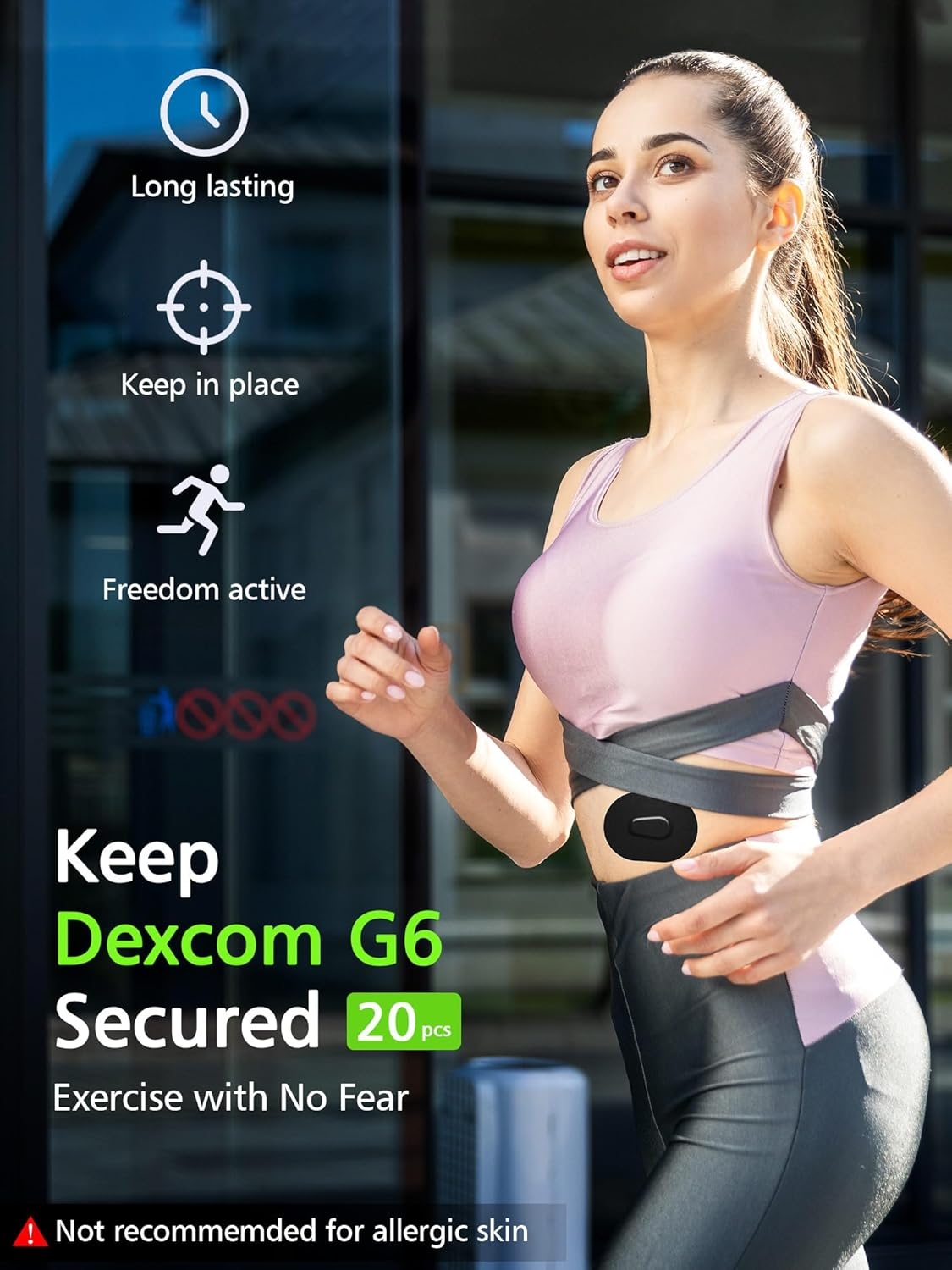 20 Packs Dexcom G6 Adhesive Patches, Dexcom G6 Overpatch Waterproof Pre-Cut for 10-14 Days Long Stay by SUNMON (Black)