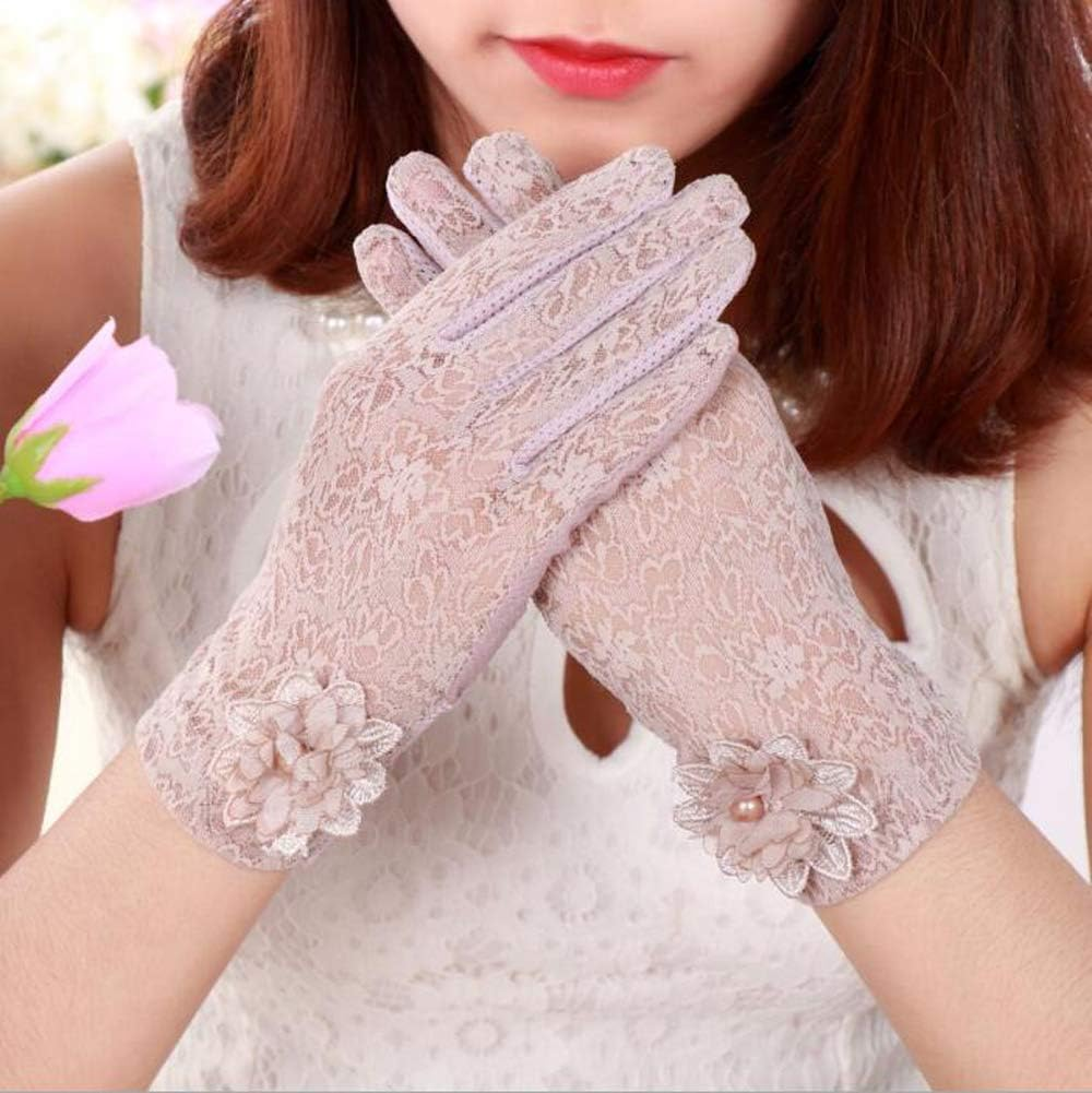 LERTREE Summer Women Sun UV Protection Lace Gloves Ladies Short Driving Gloves Touch Screen image number 4