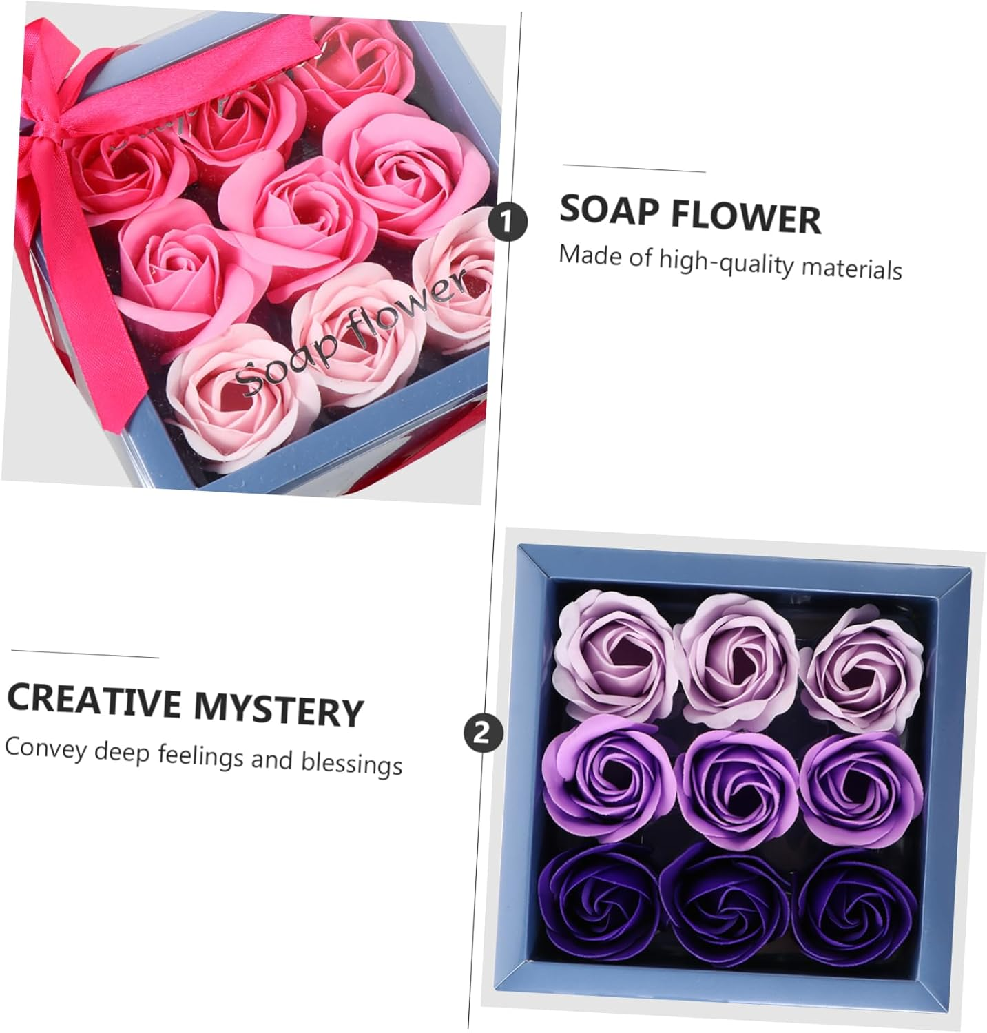 OKUMEYR Gradient Rose Box Flower Bouquet Handmade Rose Soap Bouquet Decorative Present image number 4