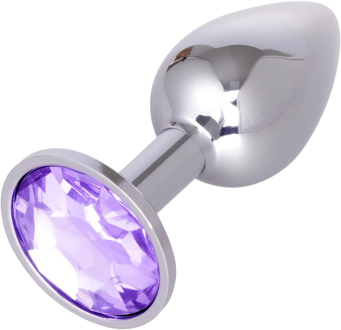 OJIOIJI Small Fetish Anal Plug, Personal Sex Massager, Stainless Steel Butt Plug for Women Men Couples Lover, Purple image number 2