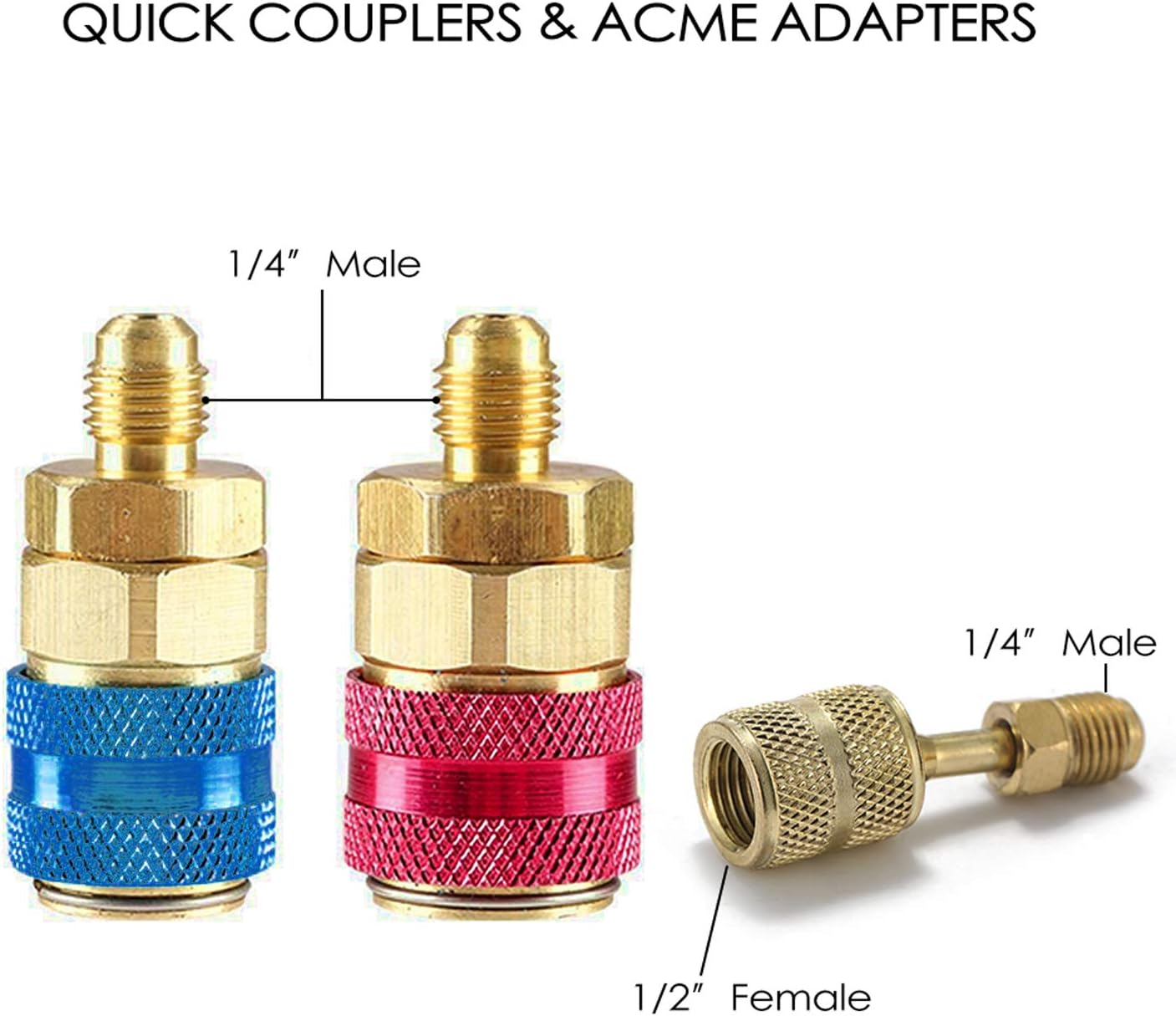 3 Way Refrigerant Gauge AC Diagnostic Manifold Freon Gauge Set Refrigerants with Couplers and Acme Adapter image number 5