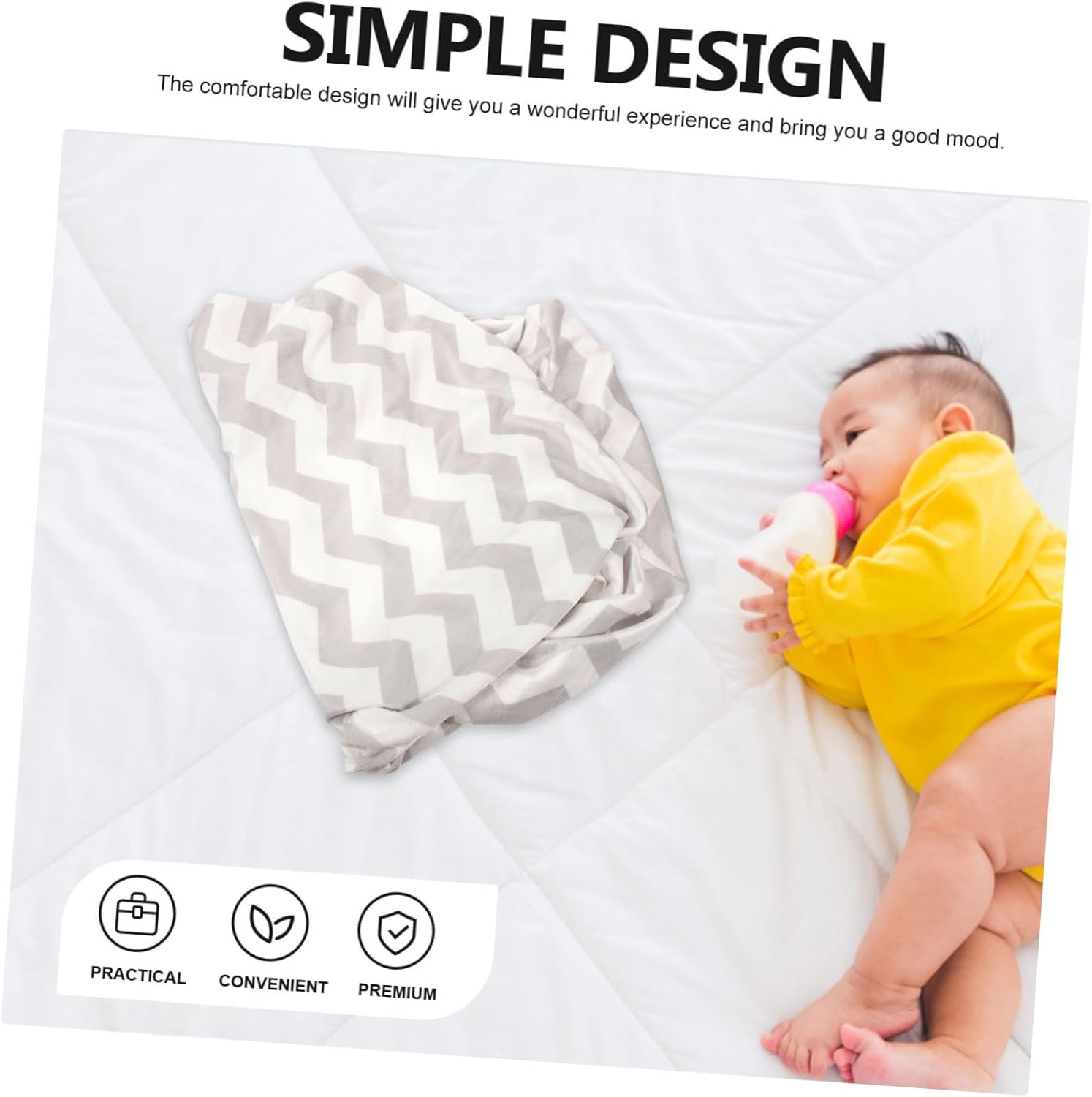 Baby Diaper Changing Pad Cover for Infants Portable Reusable Travel Changing Mat Cover Skin-Friendly Supple Baby Pad Sleeve in Grey Water Wave image number 3