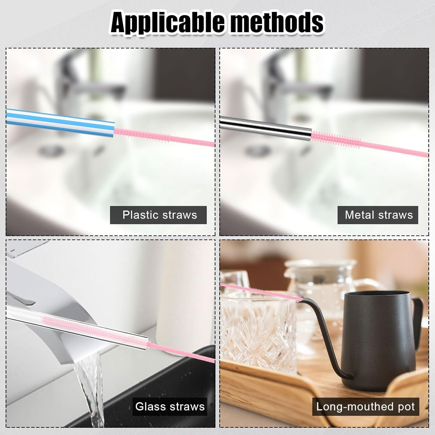 Silicone Straw Cleaner Brushes &ndash; Reusable, Bendable & Food-Grade with Non-Slip Handle | 6 Pack Multi-Colour Set for Straws, Bottles & Narrow Spaces (6Mm Diameter, 25Cm Length) image number 2