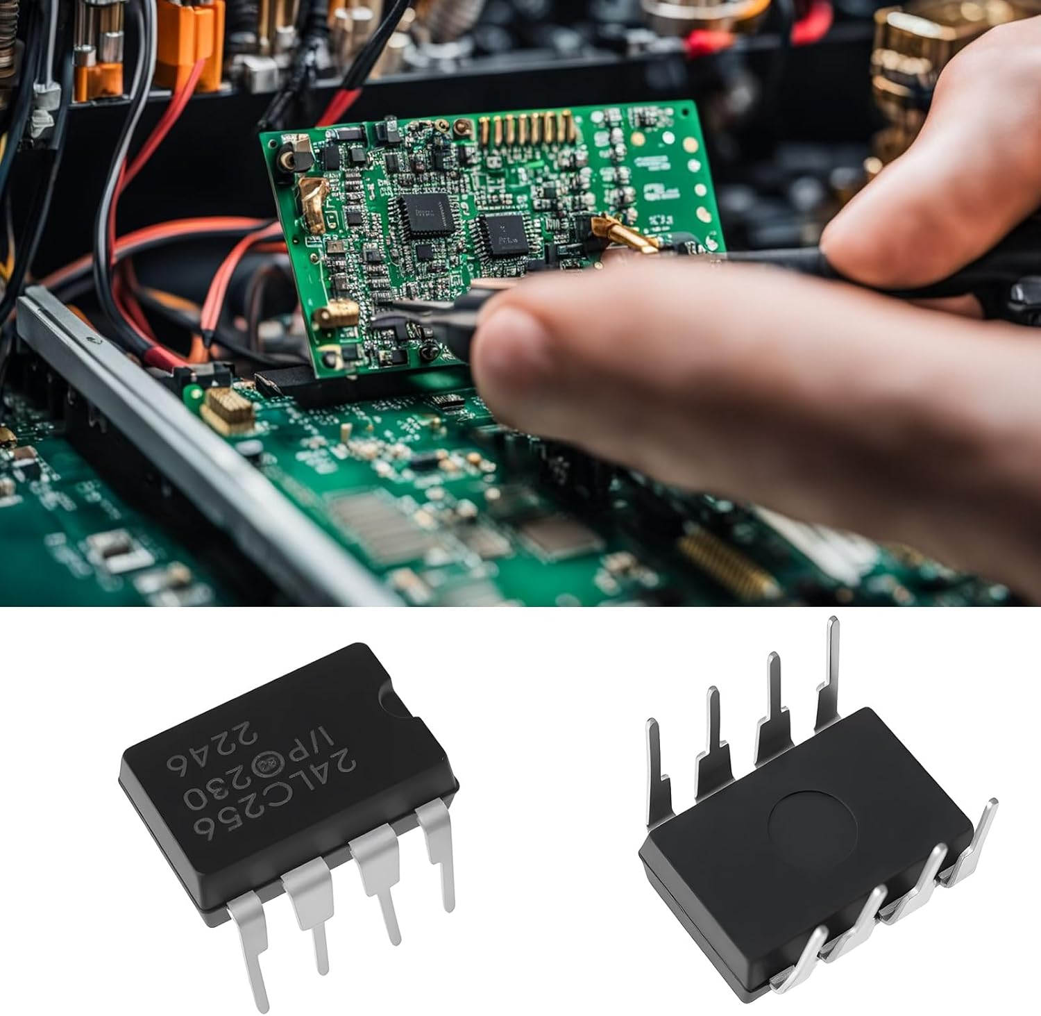 Emsea 5Pcs Memory Chips Module 24LC256-I/P Suitable for DIY Circuit Boards DIP-8 image number 4