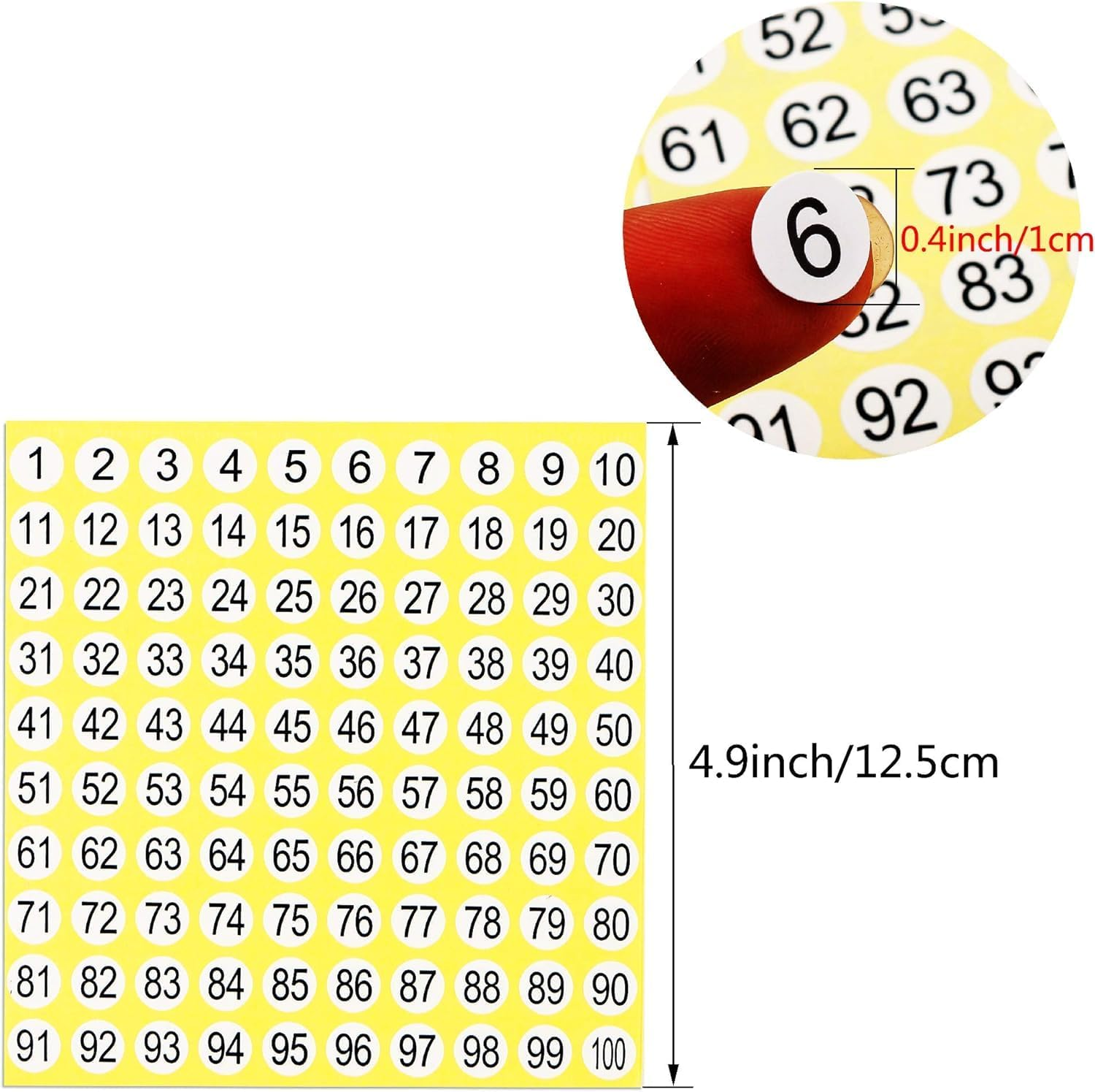 100 Sheets Number Stickers 1-100, Inventory Number Sticker Small round Labels Inventory/Storage Organizing Stickers for Indoor Outdoor, Organizing, Boxes, Bins, Toolbox, Locker (White)