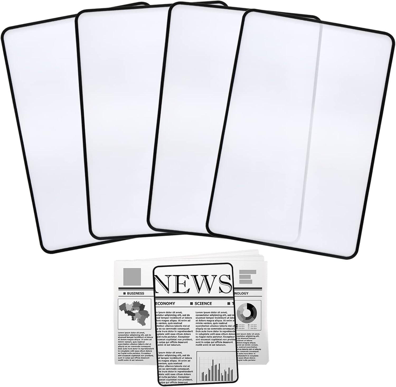 4Pcs Page Magnifying Sheet 3X Lightweight Optical Plastic Fresnel Lens Bookmark Flat Magnifier for the Elderly and People with Low Vision Reading Small Prints, Maps and Books image number 4