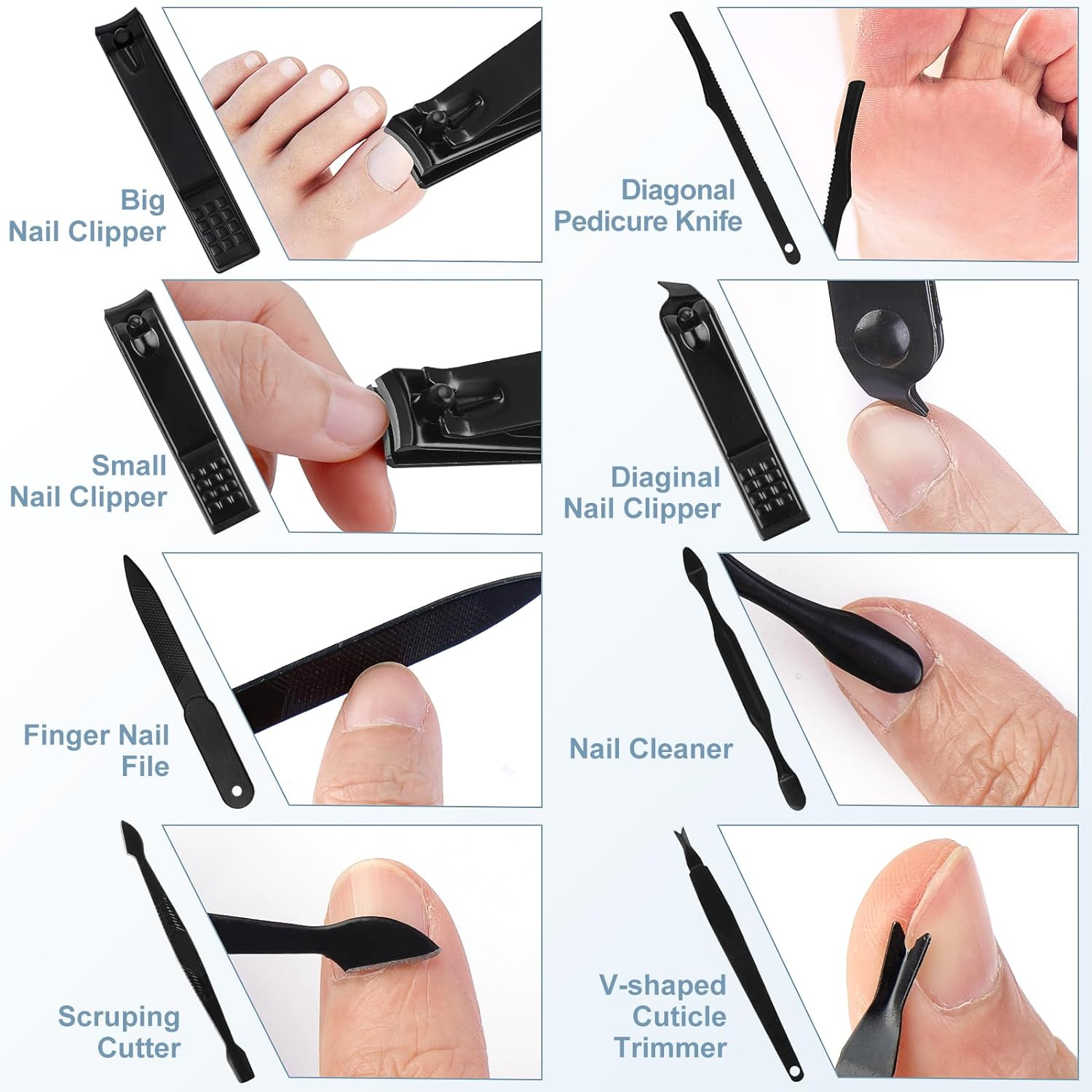 Professional Manicure Set, 18 in 1 Stainless Steel Personal Care Nail Kit Pedicure Kit Manicure Portable Nail Clipper Set Tools with Travel Case Black image number 1