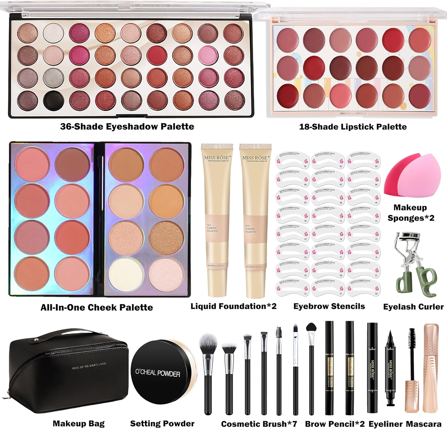 Hoorayeah Makeup Kit - Makeup Sets for Girl - Gift Sets for Women with Eye Shadow Palette, Lipstick image number 3