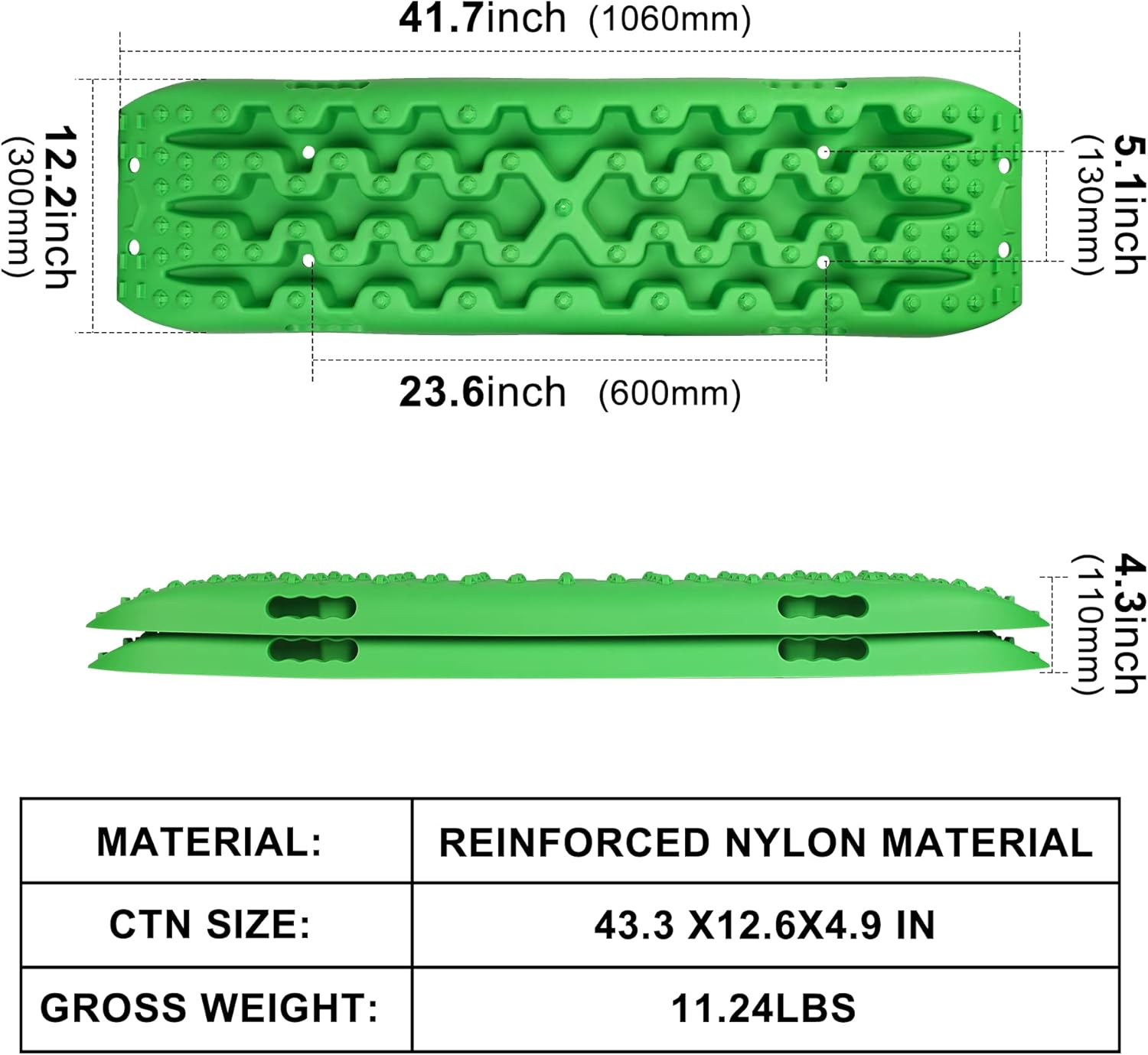 X-Bull Recovery Tracks with Bag and Mounting Pin Set 4X4 Recovery Boards Offroad 4Wd Tracks 22046LBS/10000KG Stand for Automotive Accessories Tires and Wheels in the Sand Mud Snow(Gen 3.0 Green)