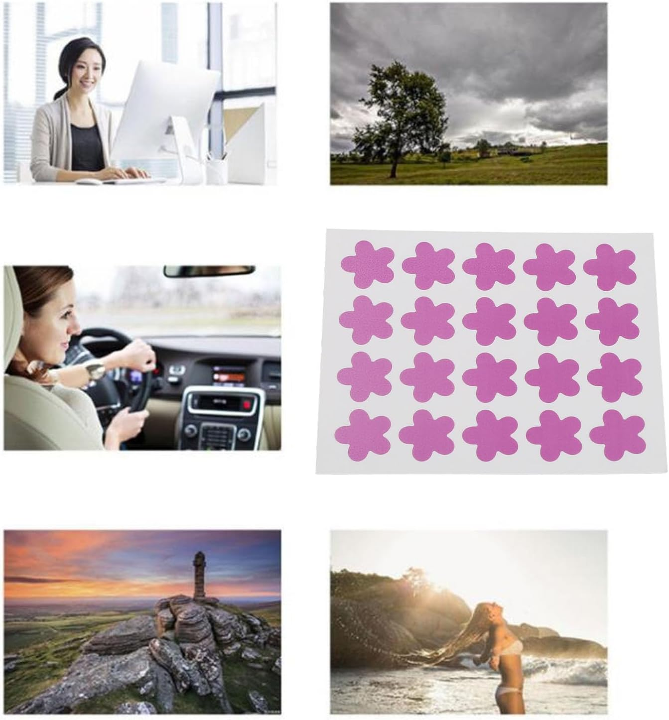 UV Detection Stickers for Sunscreen, Reusable Flower Shaped Sunblock Patches with UV Reapply Reminder, 120PCS Sunscreen Patches, Reusuable Sunblock Patches image number 3