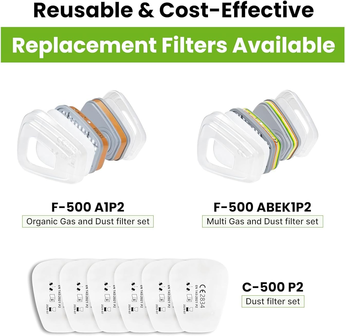 Respirator Reusable Half Face Cover, Gas Cover Organic Vapor Mask with Safety Glasses, for Painting, Chemical, Organic Vapor, Welding, Polishing, Woodworking and Other Work Protection image number 6