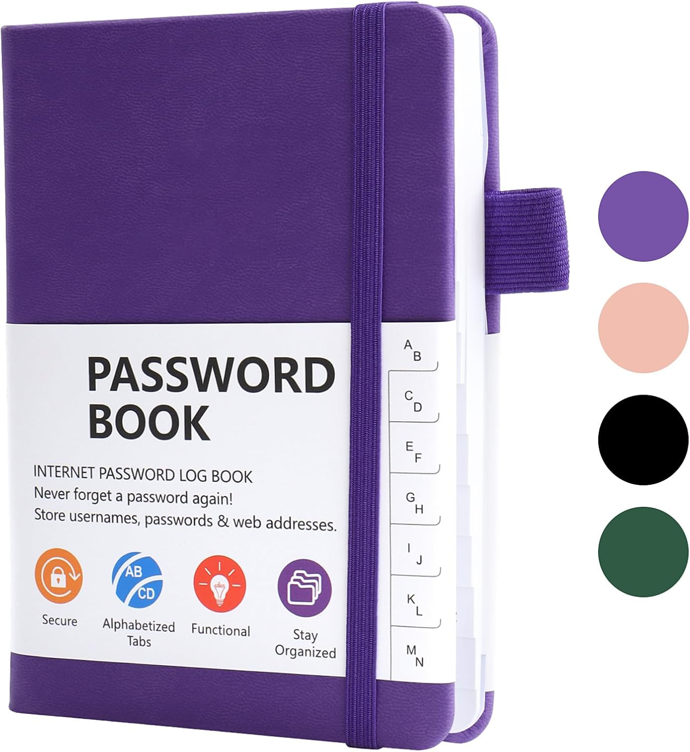 A6 Password Book Alphabetical with Tabs, Password Book for Seniors, Password Keeper Book for Computer and Website Login(Rose Gold)