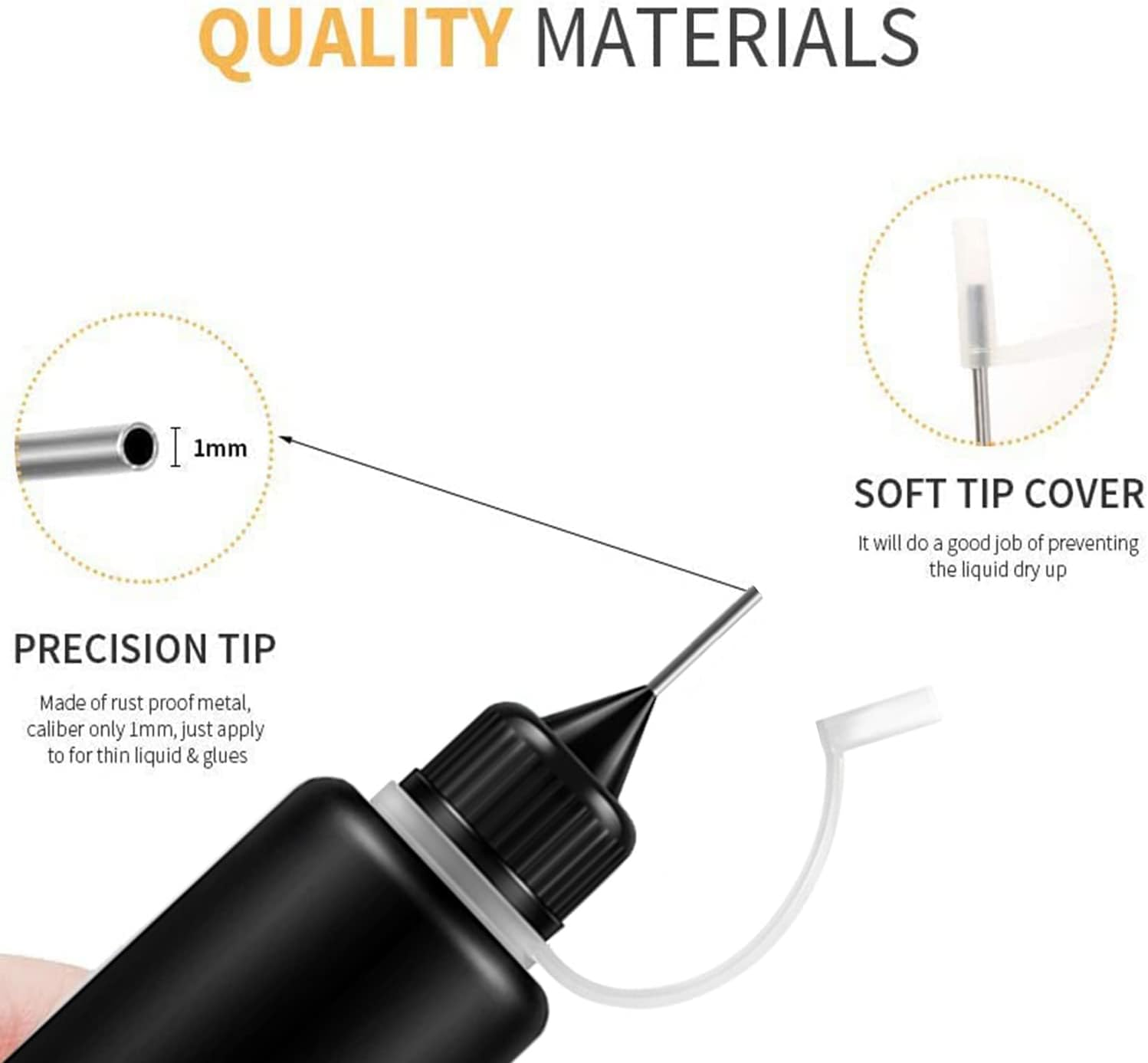 AQSXO 1 Ounce Black Needle Tip Glue Bottle, Tip Applicator Bottle with 2 Funnel, for Glue,Liquid,Oil, DIY Crafts Etc, 6 Pcs. image number 5