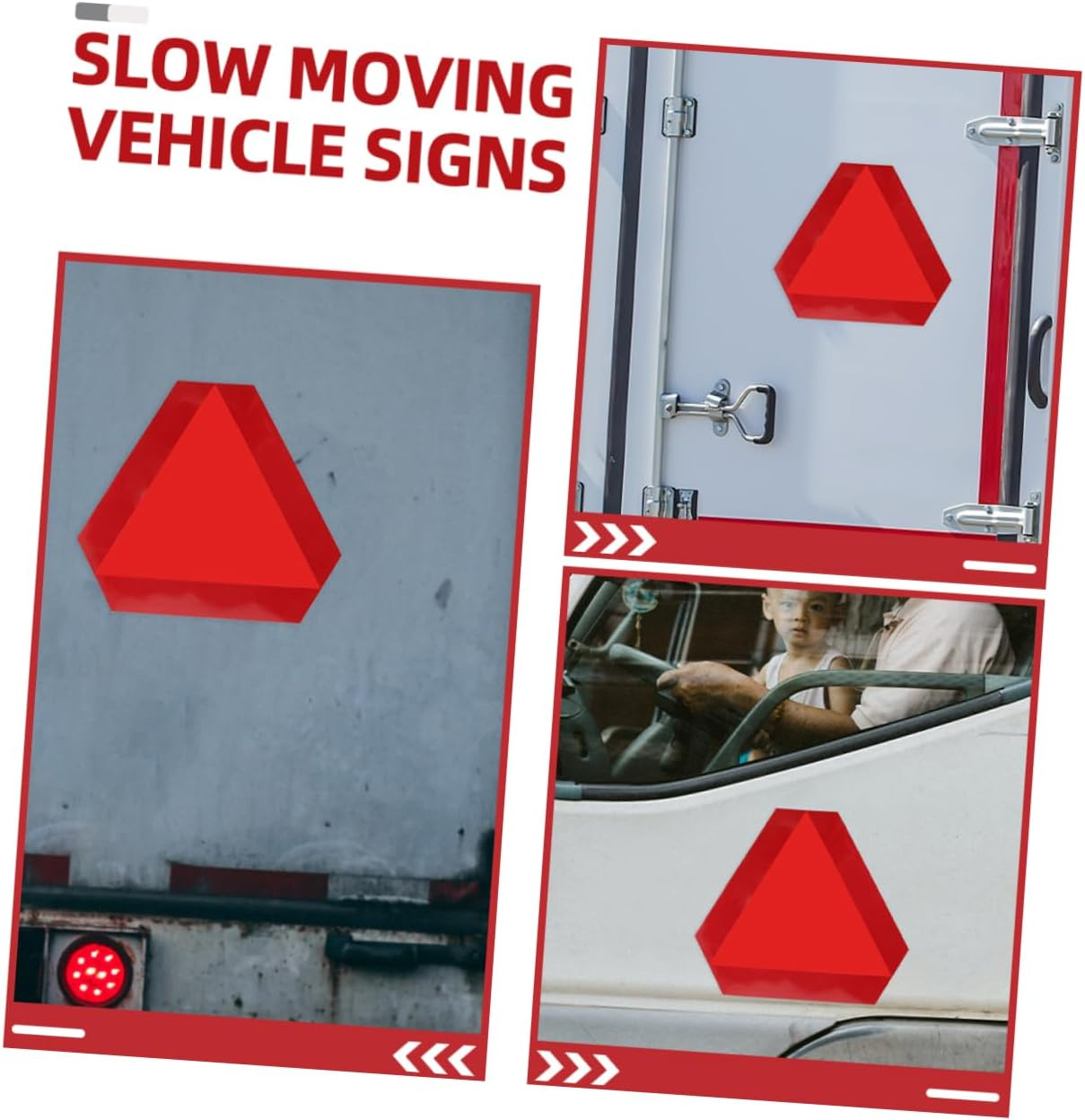 2Pcs Reflective Slow Moving Sign Triangle for Car Truck Trailer Dark Signs Road Reflectors image number 3