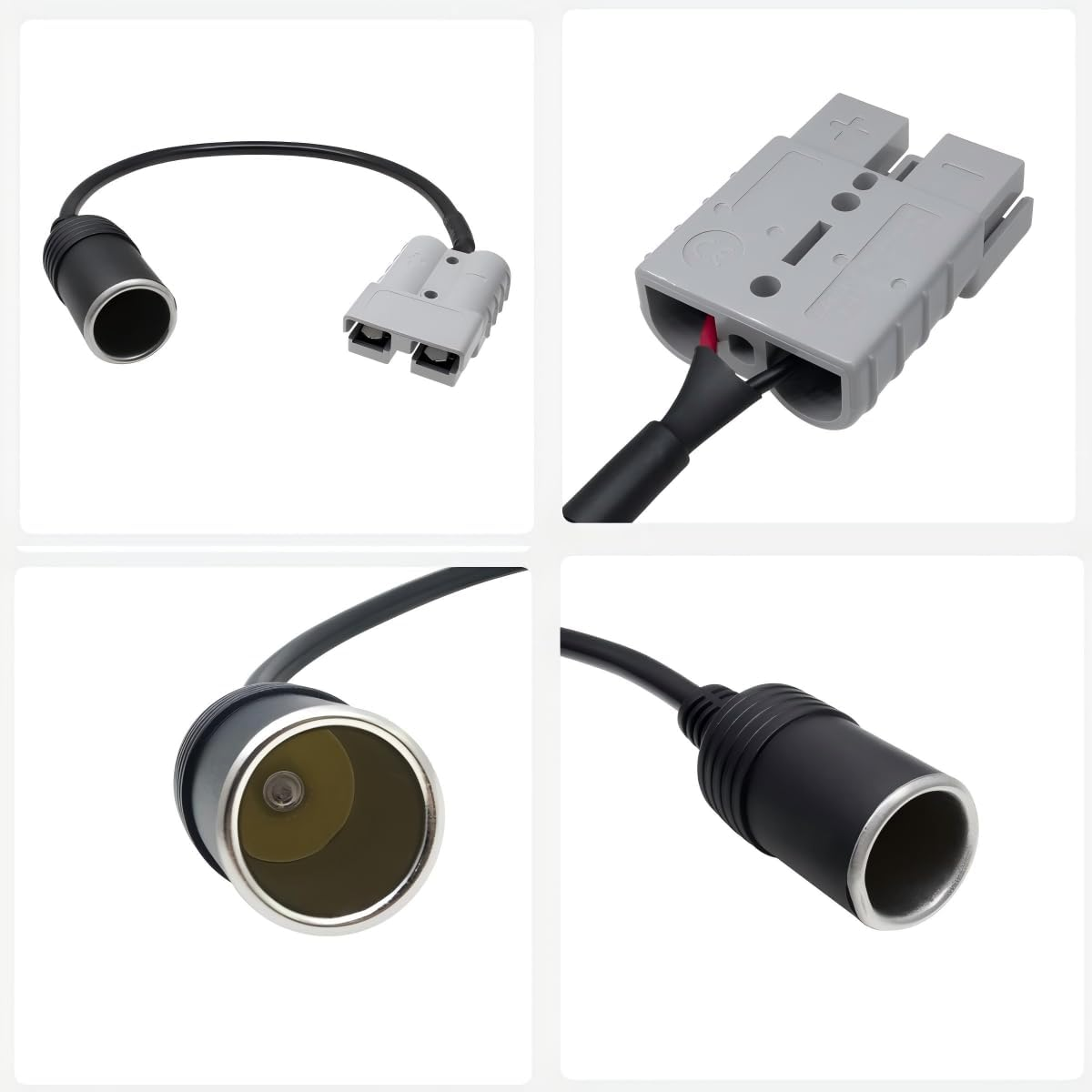 12V Cigarette Female Socket to Anderson Cable Cig Extension Wiring Kit with 50A Anderson Style Connector, for In-Car Small Appliances up to 250W Black image number 3