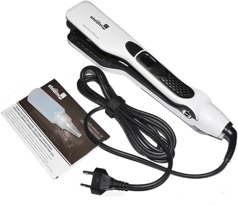 Hair Straightener with Steam,Salon Professional Nano Titanium Ceramic Steam Flat Iron with Removable Comb+Digital LCD+5 Level Adjustable Temperature+Auto Temperature Lock (White) image number 1