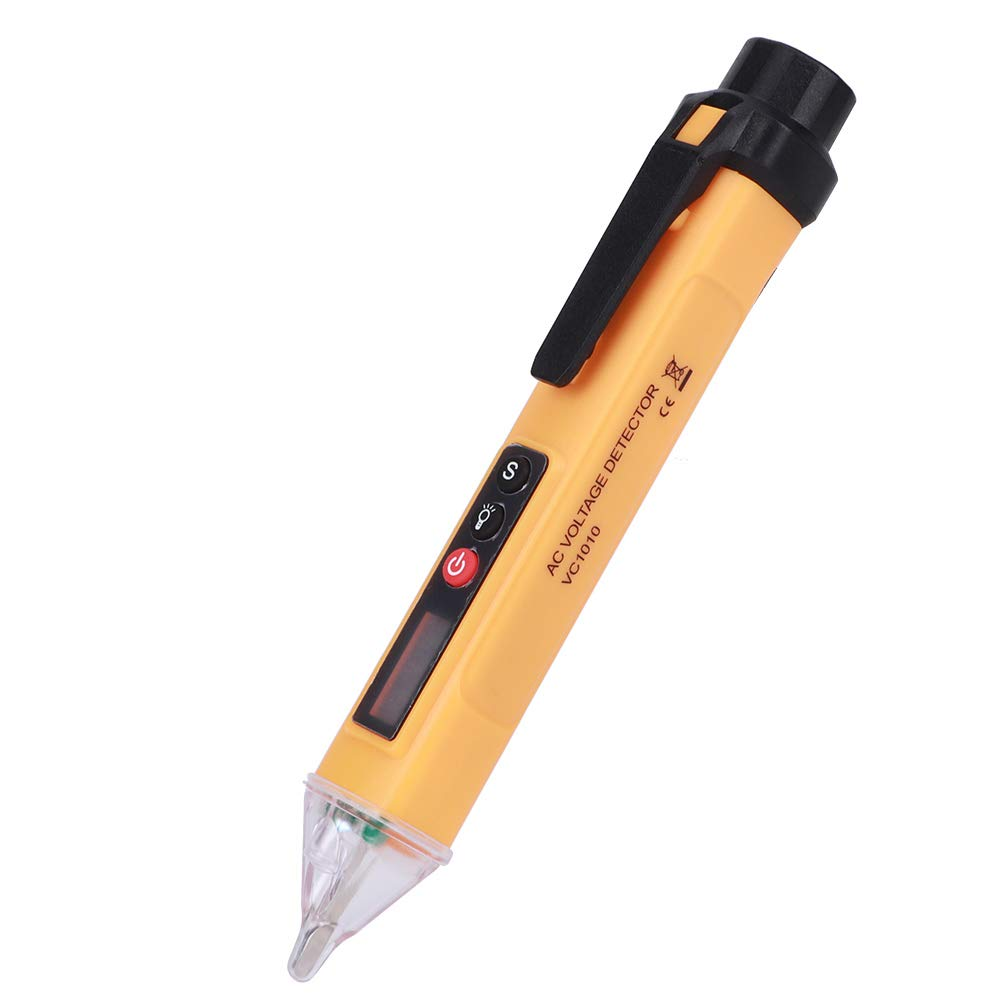 Digital Noncontact Voltage Tester Pen AC12 Detector Test Pen Measuring Instrument (Yellow + Black)