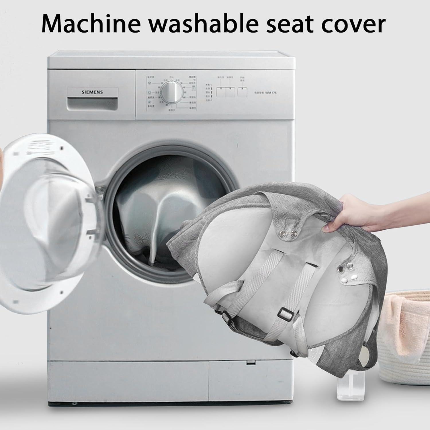 TNF Baby Bouncer for Infants, Portable Baby Swing Electric with 5 Point Harness, 5 Speeds and Music, Baby Bouncer with Machine Washable Seat Cover, Two Dolls and a Mosquio Net, Gray image number 3