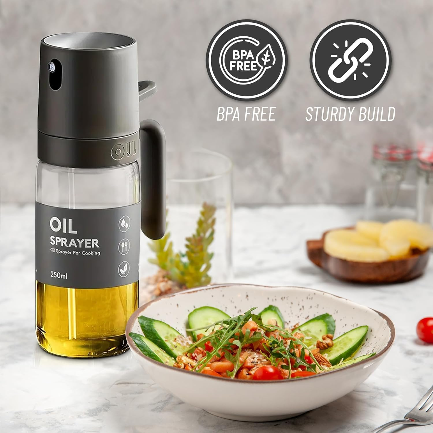 Olive Oil Sprayer for Cooking - Versatile Olive Oil Spray Bottle for Cooking - 250Ml/8.3Oz Oil Spritzer for Air Fryer, Salad, Grilling, Roasting, Baking Essentials image number 5