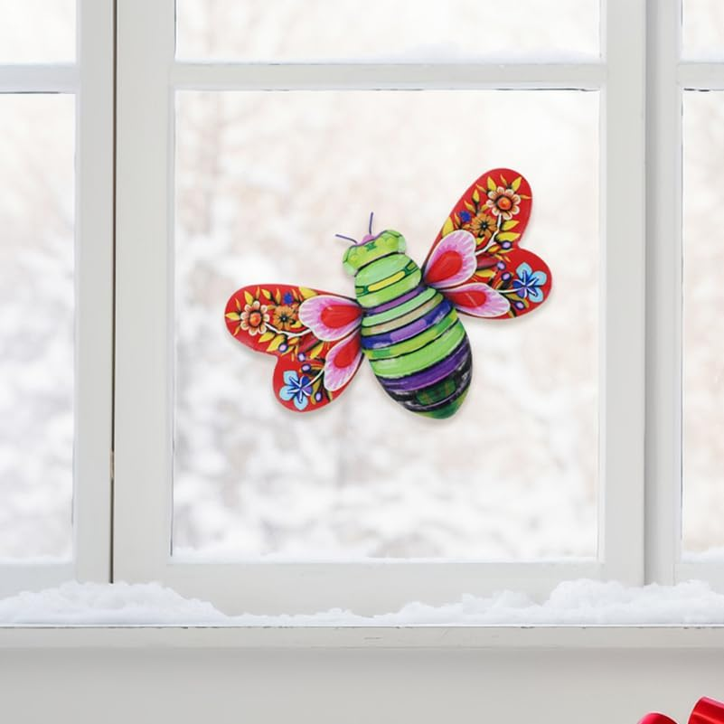 HOLIDYOYO 2Pcs 3D Iron Metal Bee Pendant Wall Art for Home Decor Vibrant Bee Wall Decoration and Statue for Indoor and Outdoor Spaces Unique