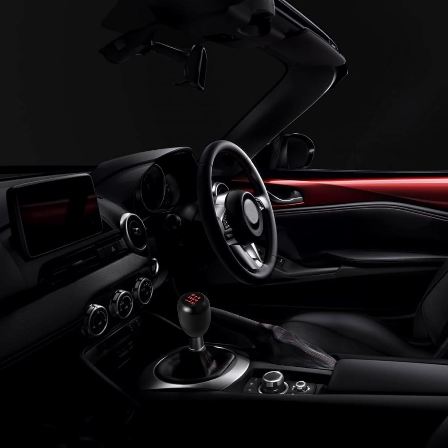 Car Manual Transmission Shift Knob, M12 X 1.25 Alloy Modified Wave Stick Shift Lever Head with 3 Adapter, Screw-In Shift Knob Replacement, Universal Car Interior Accessories (Black)