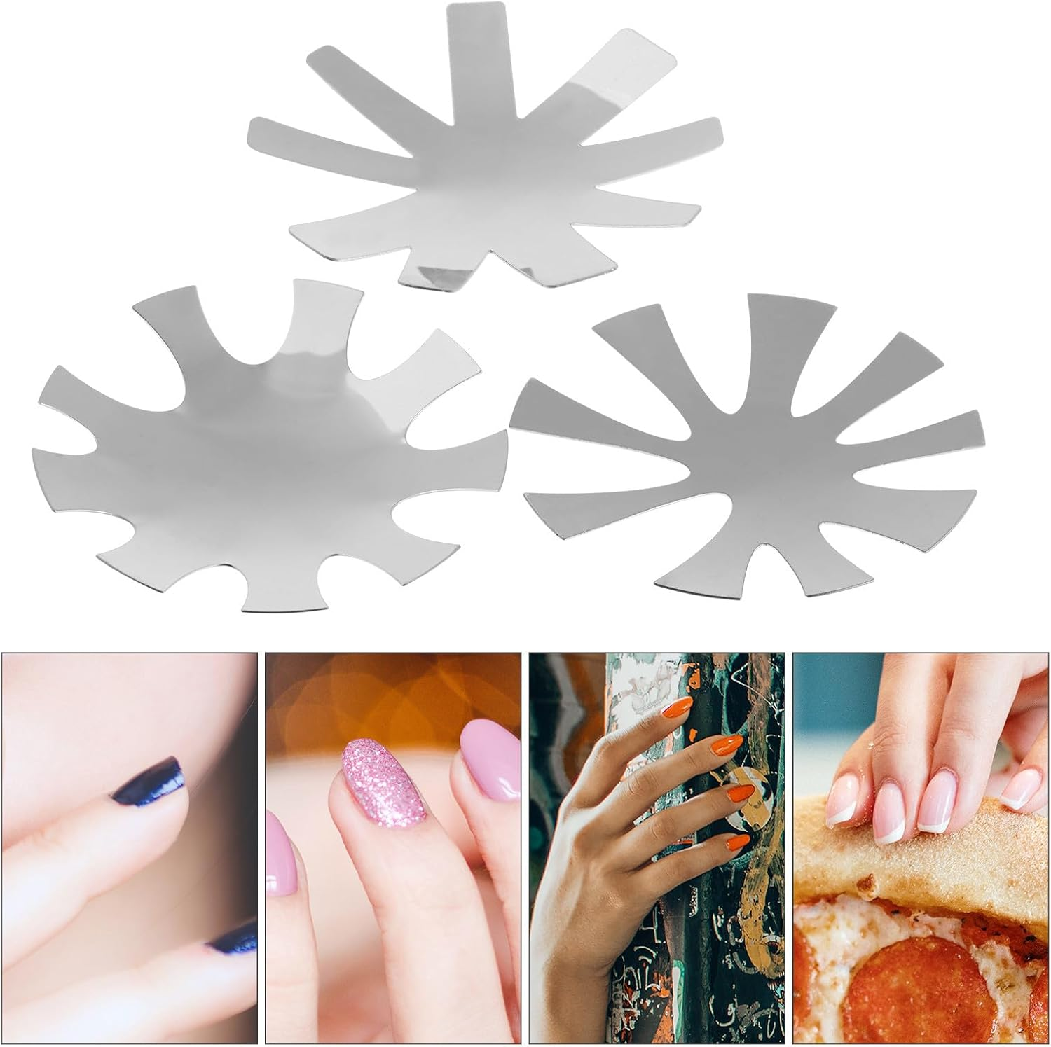 Gatuida 3Pcs Acrylic Nail Trimmer Plates Nail Shaping Cutter Templates Silver French Manicure Steel Modules for DIY Art and Thick Care image number 6
