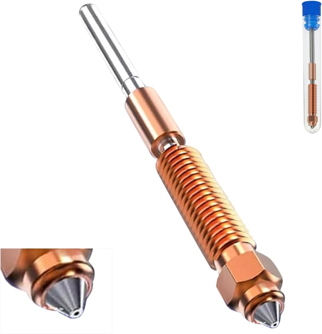 K1C Nozzles,Unicorn Quick-Swap Nozzle 0.2/0.4/0.6/0.8/1.0Mm Copper Alloy and Hardened Steel Nozzle High Temperature Resistant Nozzles for Ender-3 V3 K1C K1 Max 3D Printer (0.2Mm) image number 2