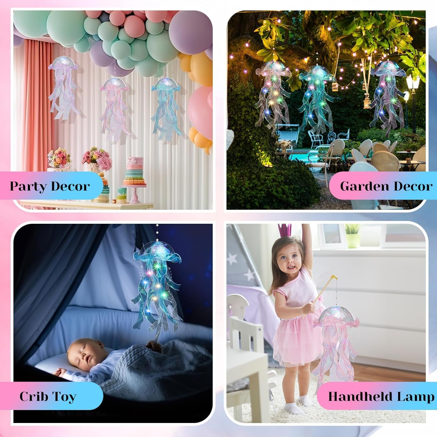 Jellyfish Hanging Decor，Jellyfish Lamp Hanging，Jellyfish Light，Hanging Jellyfish Decorations，Jellyfish Decor， Led Jellyfish Lantern for Ocean Theme Ceiling Bedroom Decor /1802 image number 5