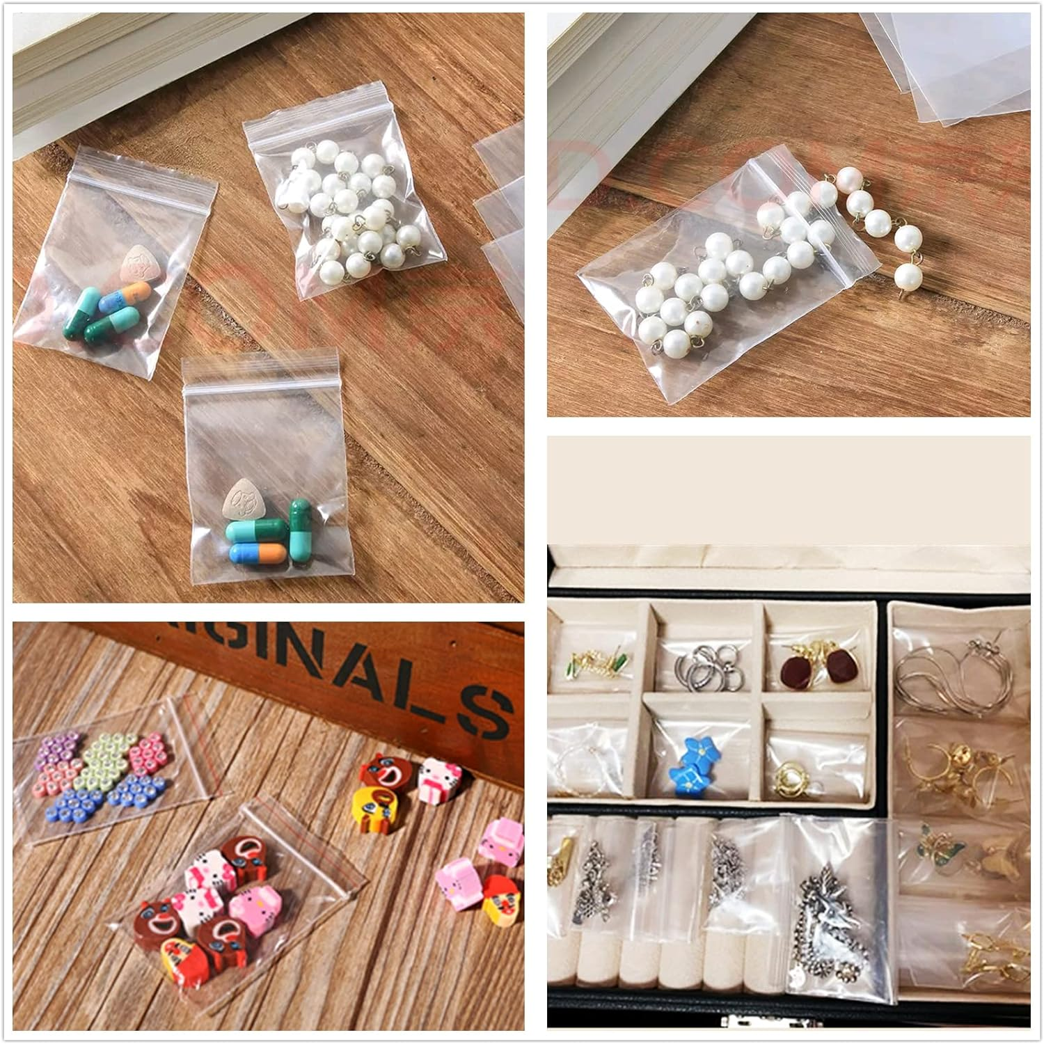 500 Pack Mini Ziplock Bags, 3 Different Size Small Poly Zipper Bags,Clear Reusable Ziplock Bags Storage for Bead,Jewelry,Candy (4X6Cm +5X7Cm+6X9Cm) image number 2
