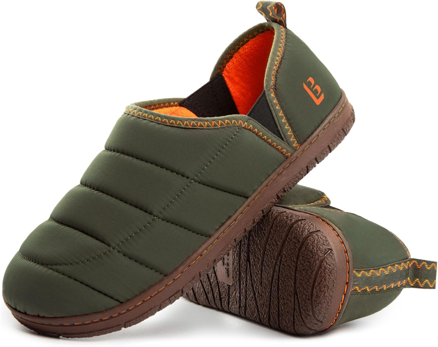 Longbay Men'S Outdoor Slippers Two Tone Warm Memory Foam Slip on Indoor House Shoes Bedroom Loafers