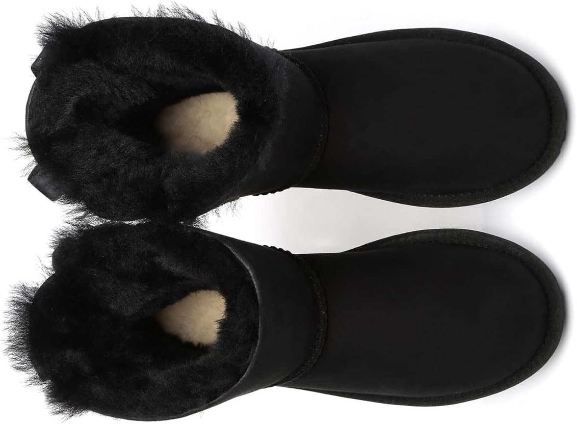 EVERAU Women Short Boots Australia Sheepskin Wool Water Resistant Mini Back Bow image number 5