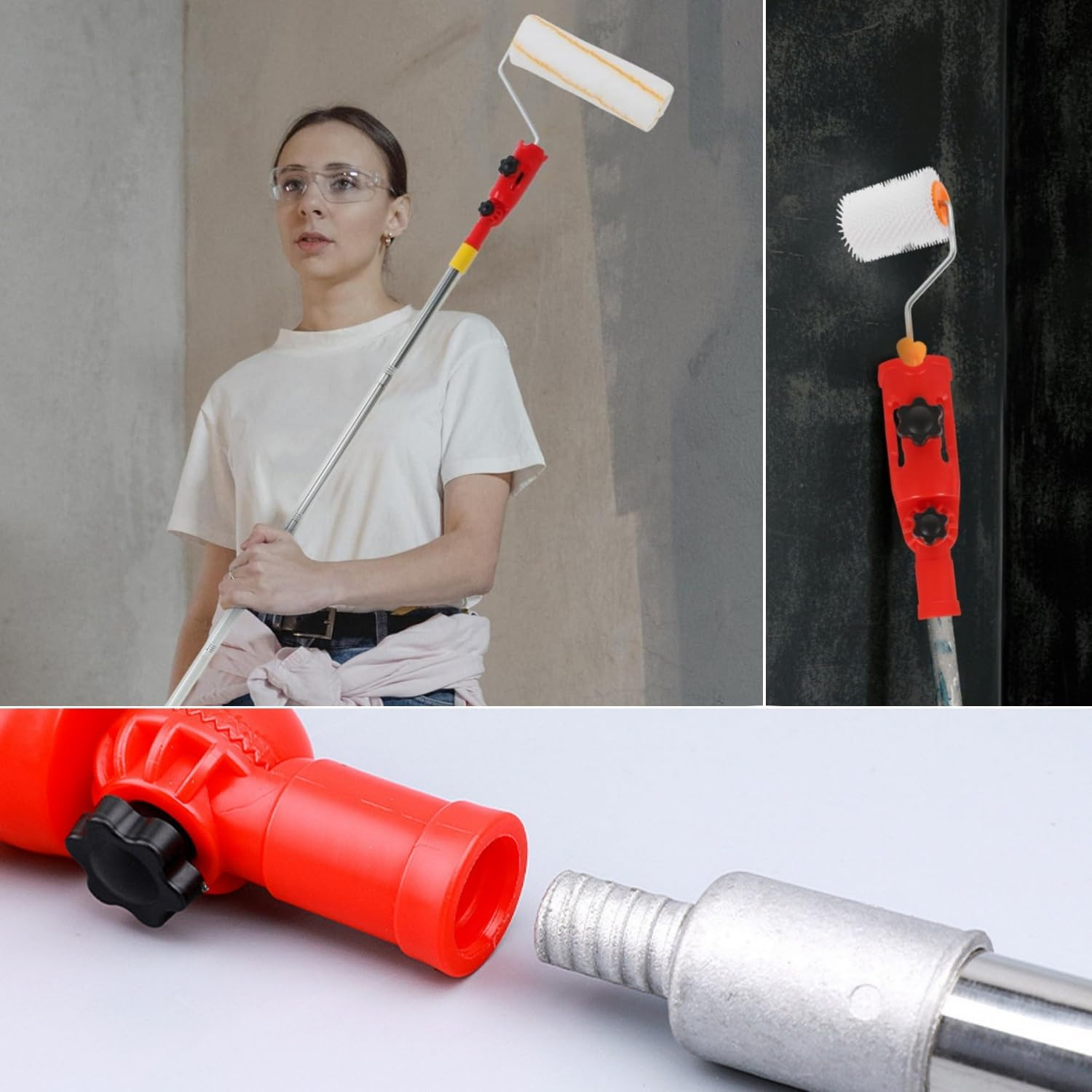 Taicols Multi-Angle Paint Brush Extender, Paint Edger Tool for High Ceilings, Extension Pole Attachment, Corner Painting Tool for Walls, Corners, Edge,Paint Roller Holder,Paint Brush Extender Holder image number 6