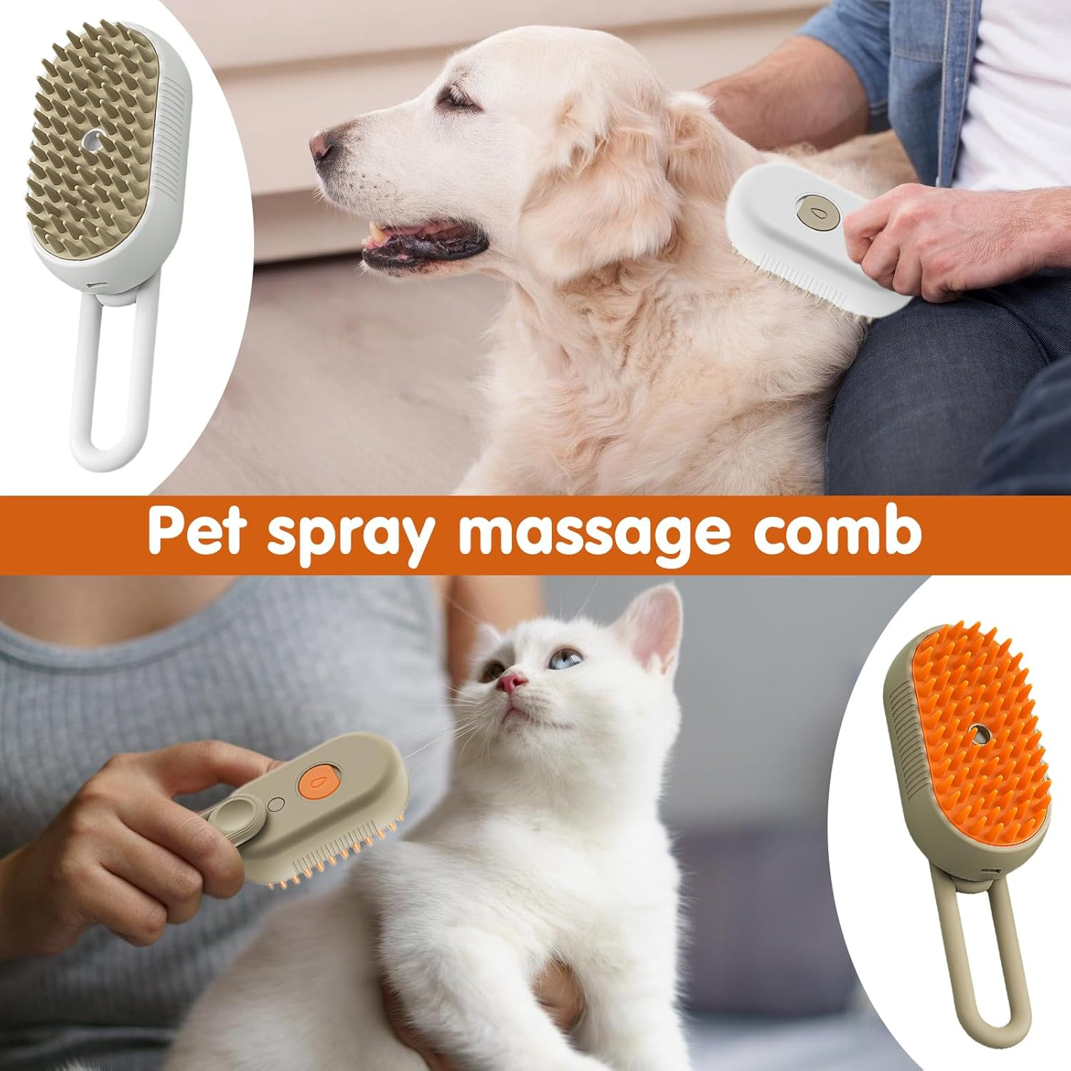 Cat Brush with Steam, Cat Steamy Brush, Steamy Brush Cat, Steam Brush for Cats, Cat Hair Brush, Self-Cleaning with Water Tank for Massage Care and Hair Removal image number 4