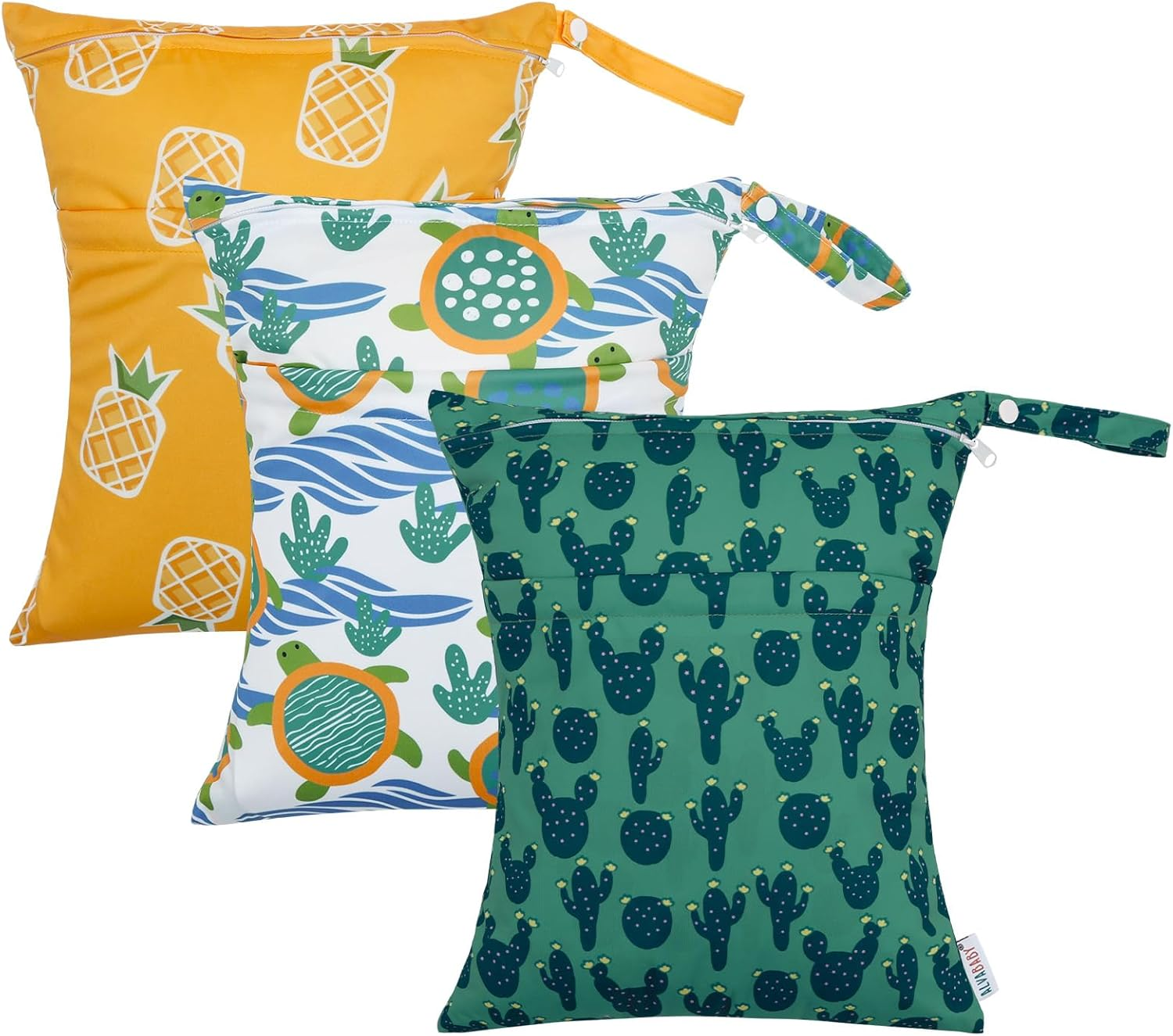 ALVABABY Wet Dry Bags 3 Pack Waterproof Reusable with Two Zippered Pockets Travel Beach Pool Daycare Soiled Baby Items Yoga Gym Bag for Swimsuits or Wet Clothes 3L-ZM23-AU image number 1