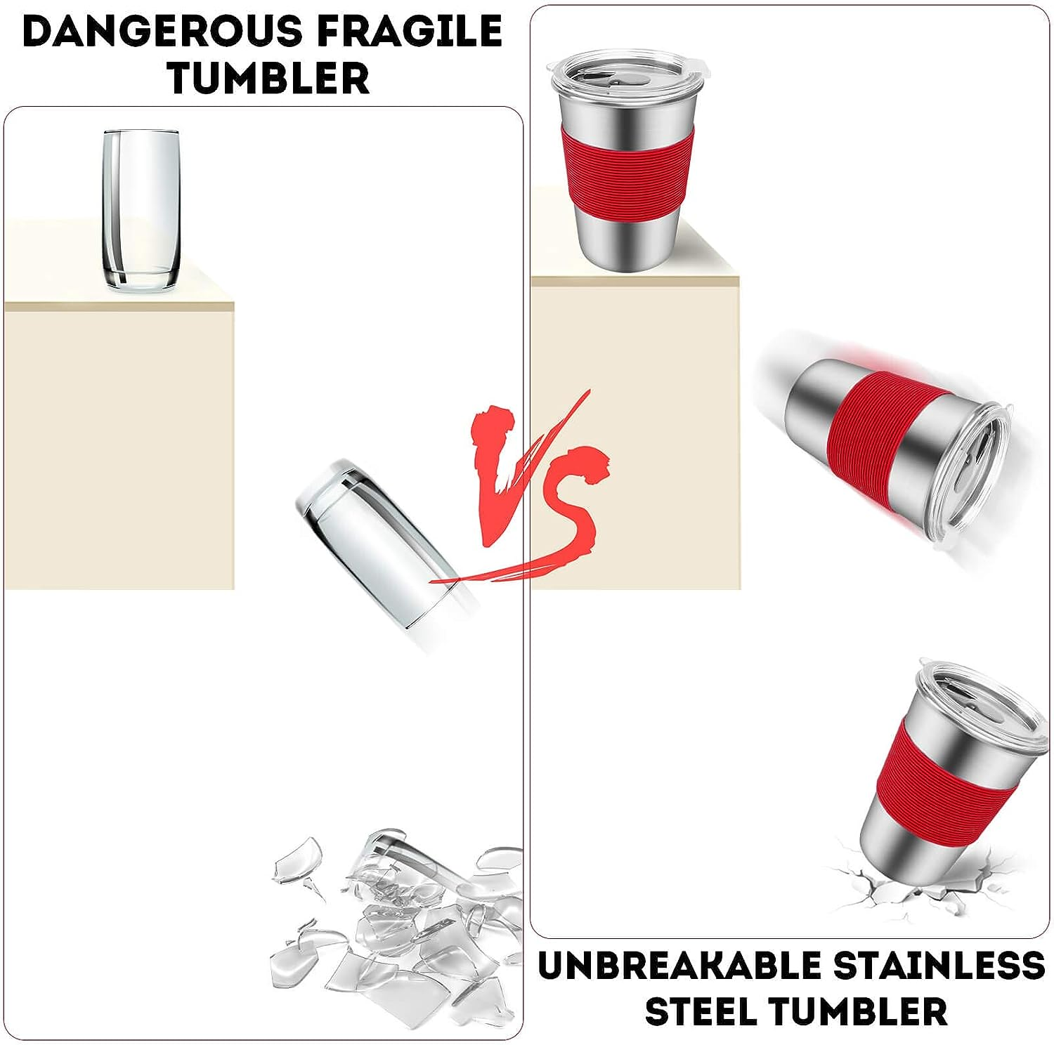 Kids Drinking Cups with Straws and Lids,Spill-Proof Stainless Steel Tumblers for Kids Dishwasher Safe, Unbreakable Metal Toddler Cups with Heat-Insulated Sleeves for Cold and Hot Drinks.5 Pack 12Oz image number 2