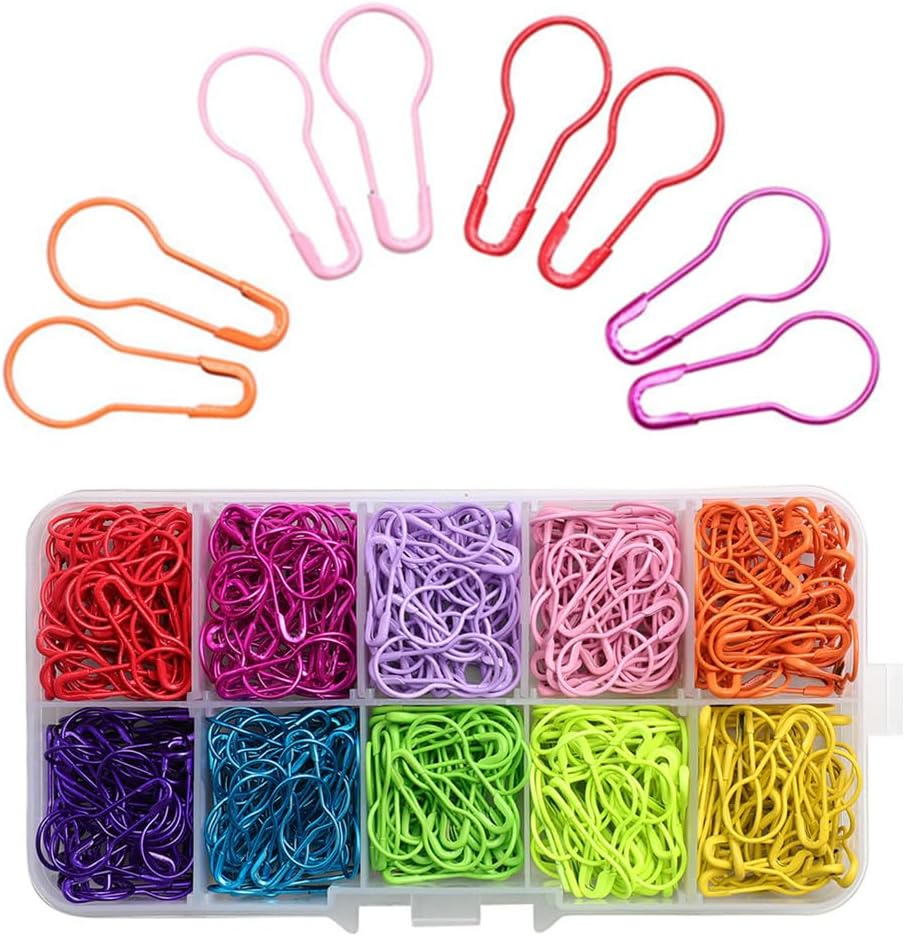 500 Pcs Colored Metal Safety Pins, Metal Gourd Pins Safety Bulb Pin Pear Shaped Pins, Knitting Pins in Gourd Shape with 10 Assorted Colors for Tagging Clothing or Fabric Projects image number 2