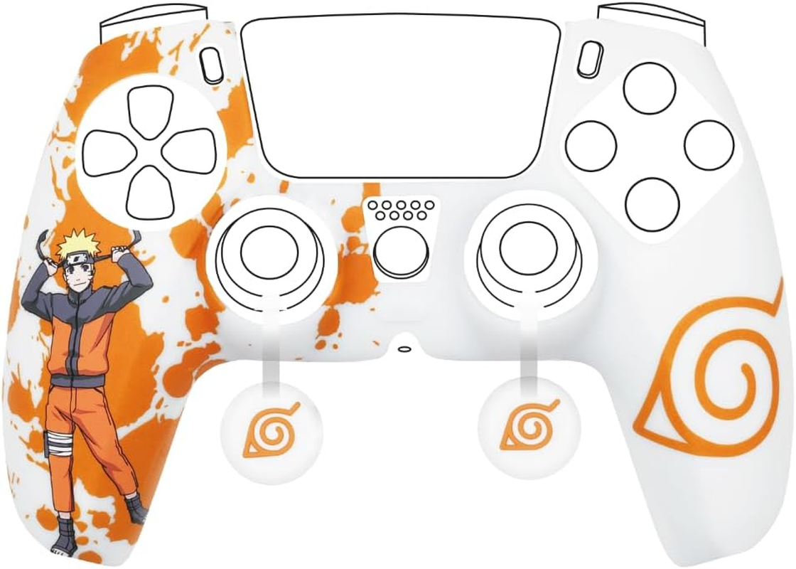 Konix Naruto Shippuden Silicone Case for Dualsense PS5 Controller - Thumb Rest - Kurama/Ky&ucirc;bi and Naruto - Black