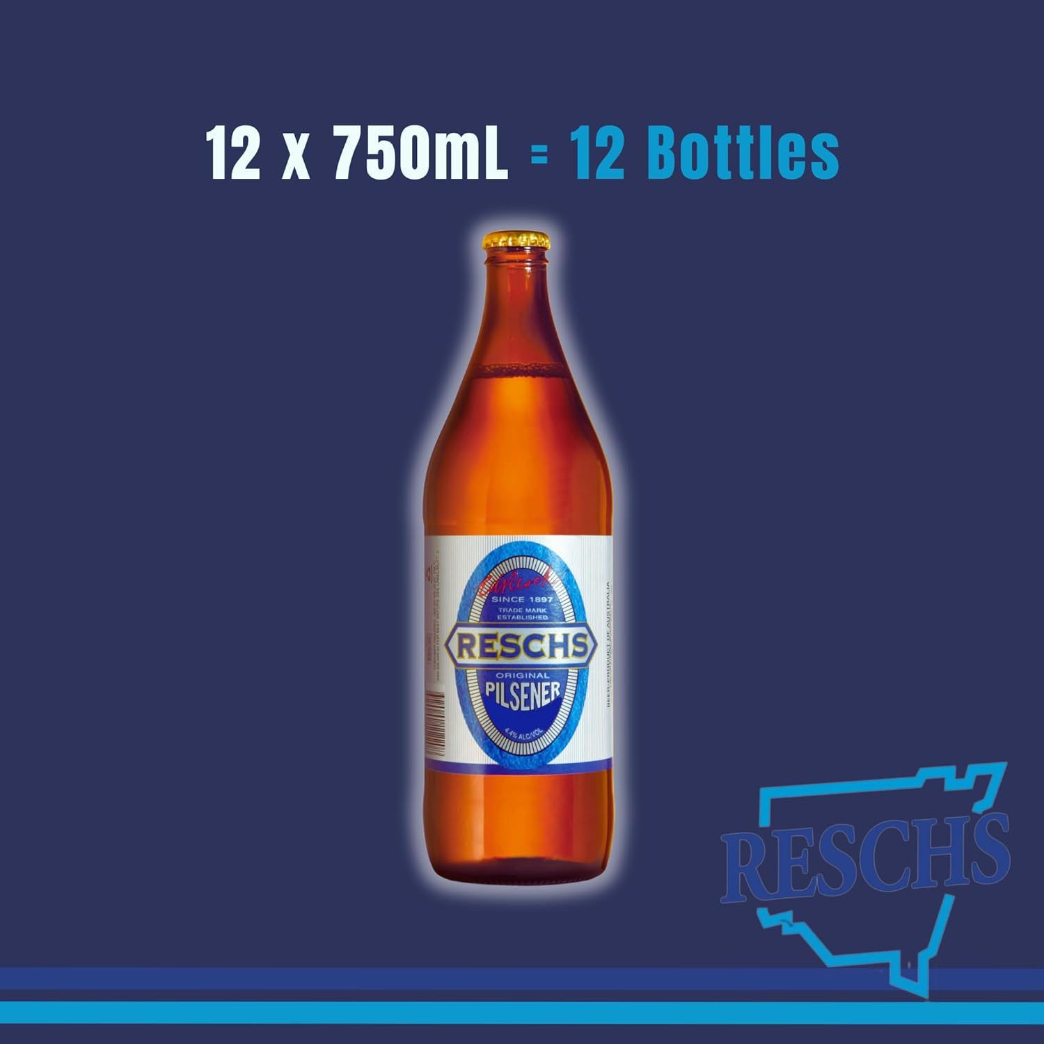 Reschs Pilsener, Iconic Australian Beer, Refreshing & Dry Finish, 4.4% ABV, 750Ml (Case of 12 Bottles) image number 4