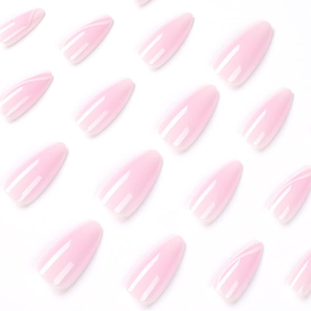 KXAMELIE Swirl Acrylic Press on Nails Naked with Daisy Fake Nails Youth Nails Stick on Manicure