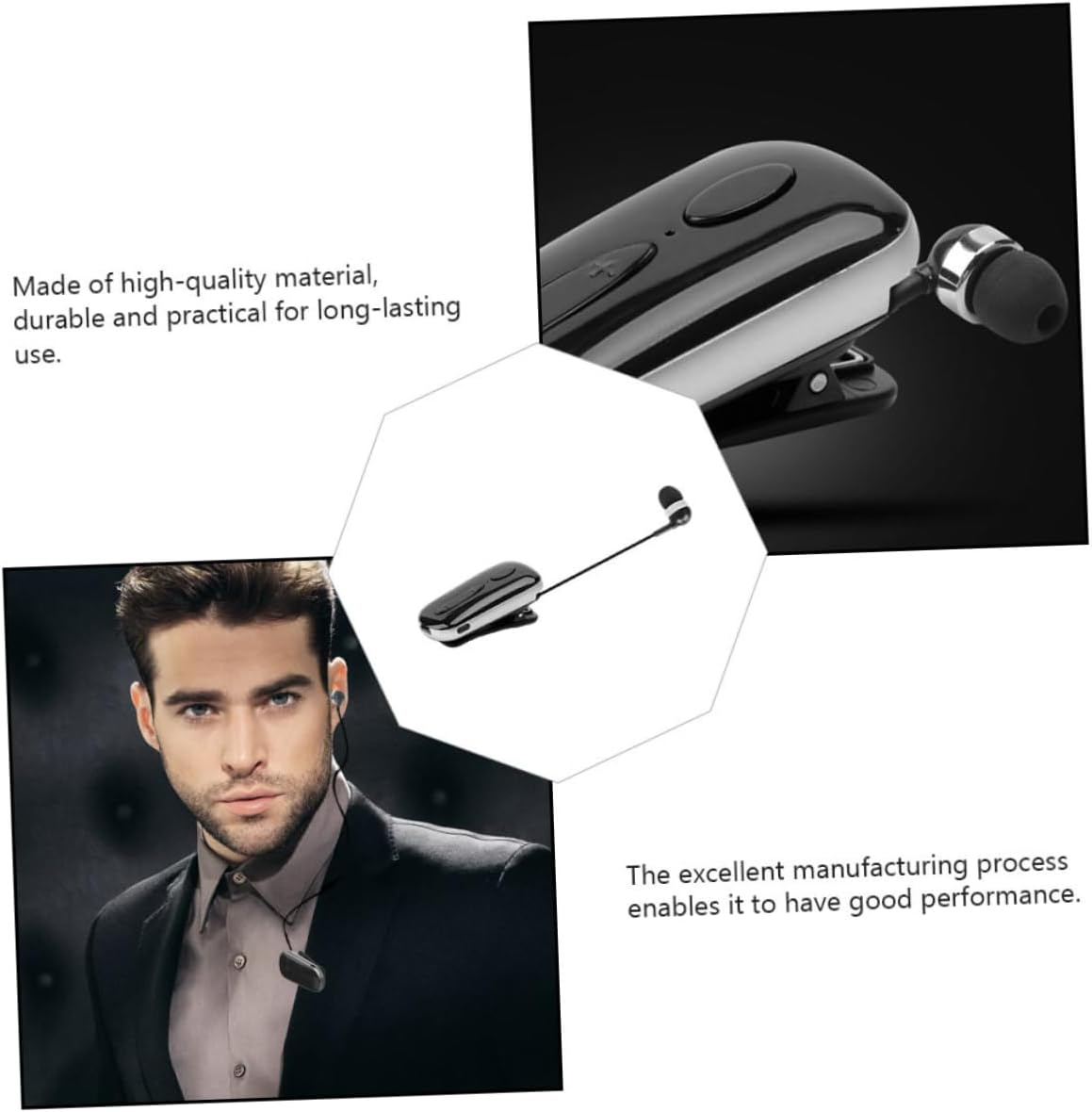 CONGARTENO Wireless Sports Earphone Clip-On Headphones Professional Mini Earbuds for Active Users Black image number 5