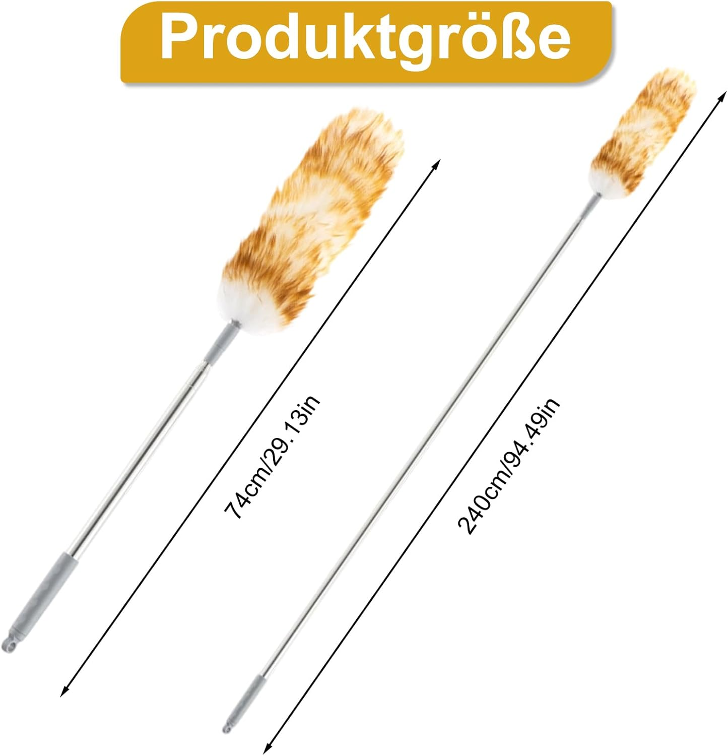 RANJIMA Duster, Telescopic Washable Cobweb Broom with Telescopic Handle, Long Extendable up to 2.4 M for High Ceilings, Ceiling Fan, Ceilings, Cobwebs image number 4