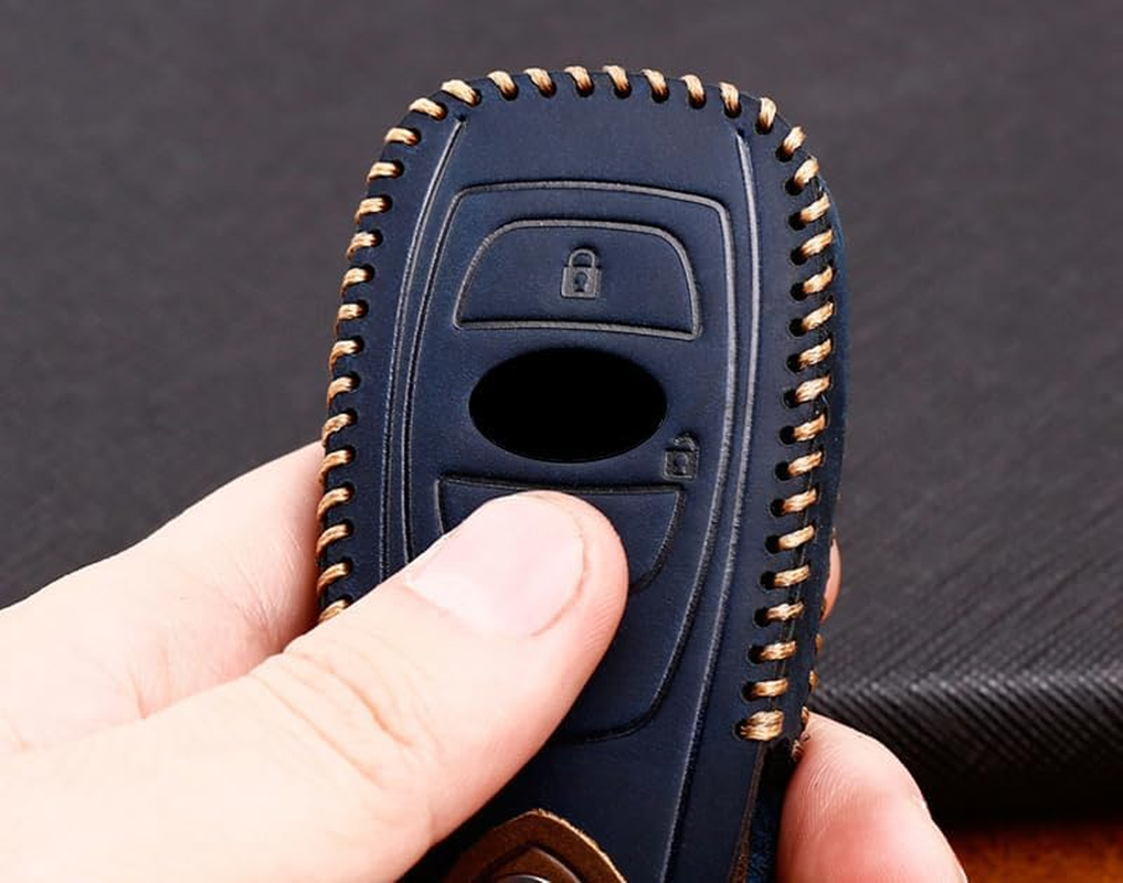 3 Button Genuine Leather Smart Key Fob Skin Cover Case Protector Keyless Fit for Subaru BRZ Impreza STI WRX image number 5