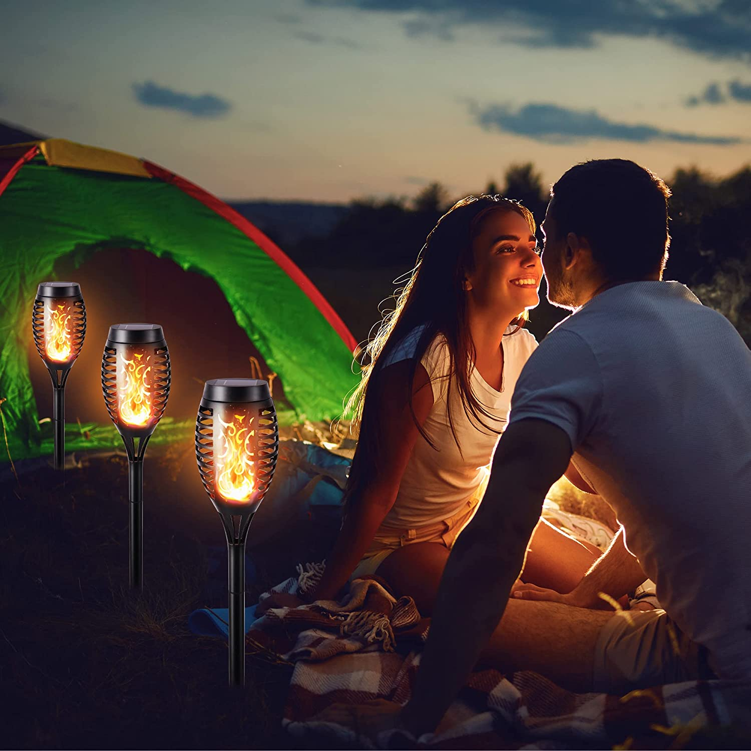 Toodour Solar Torch Flame Lights, 6 Pack Solar Lights Outdoor with Flickering Flame, Waterproof Solar Pathway Lights Landscape Decoration Lighting for Garden, Lawn, Yard, Outdoor Decorations image number 3